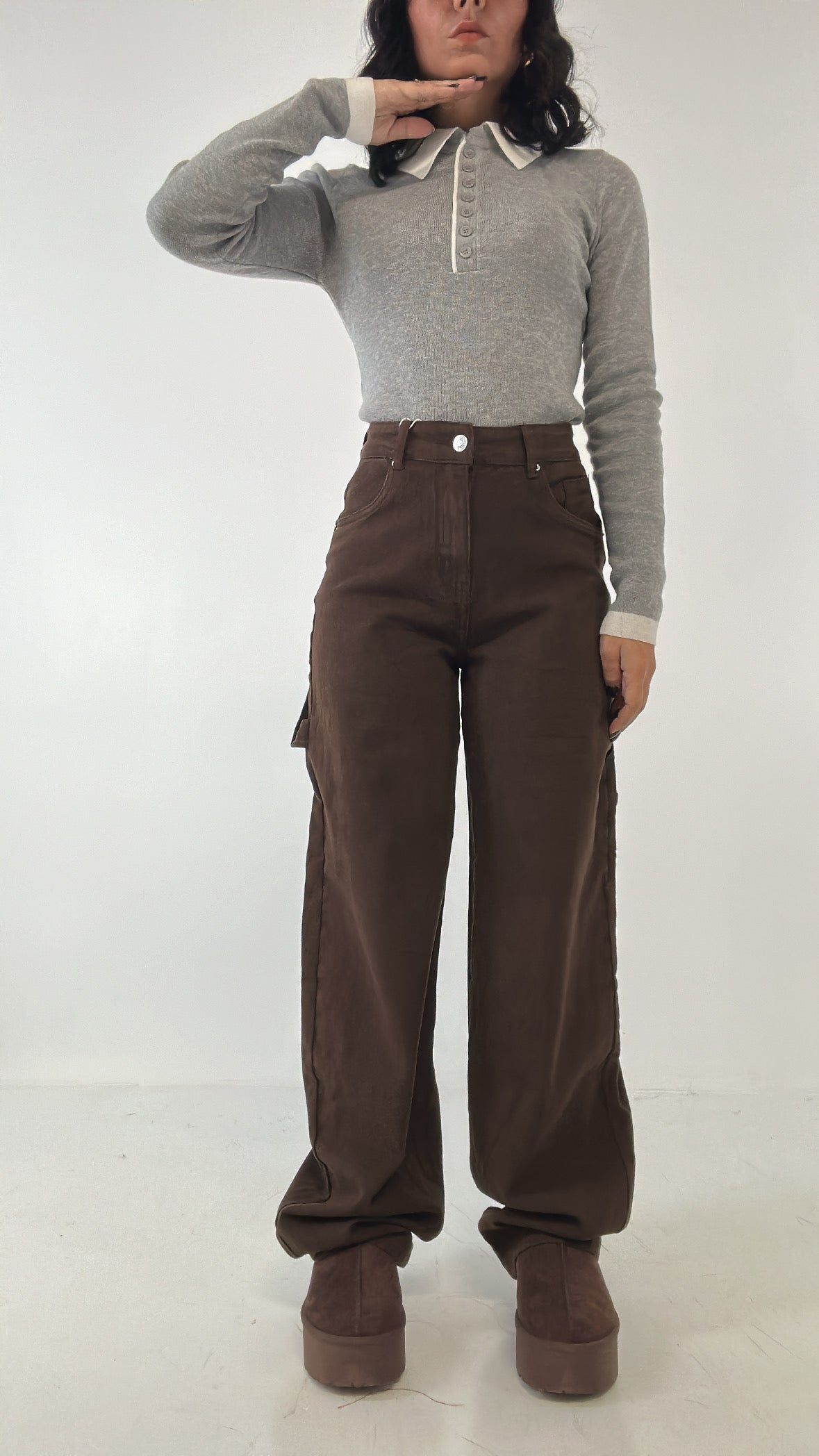 Jeans VSMISS BALLON - MARRONE