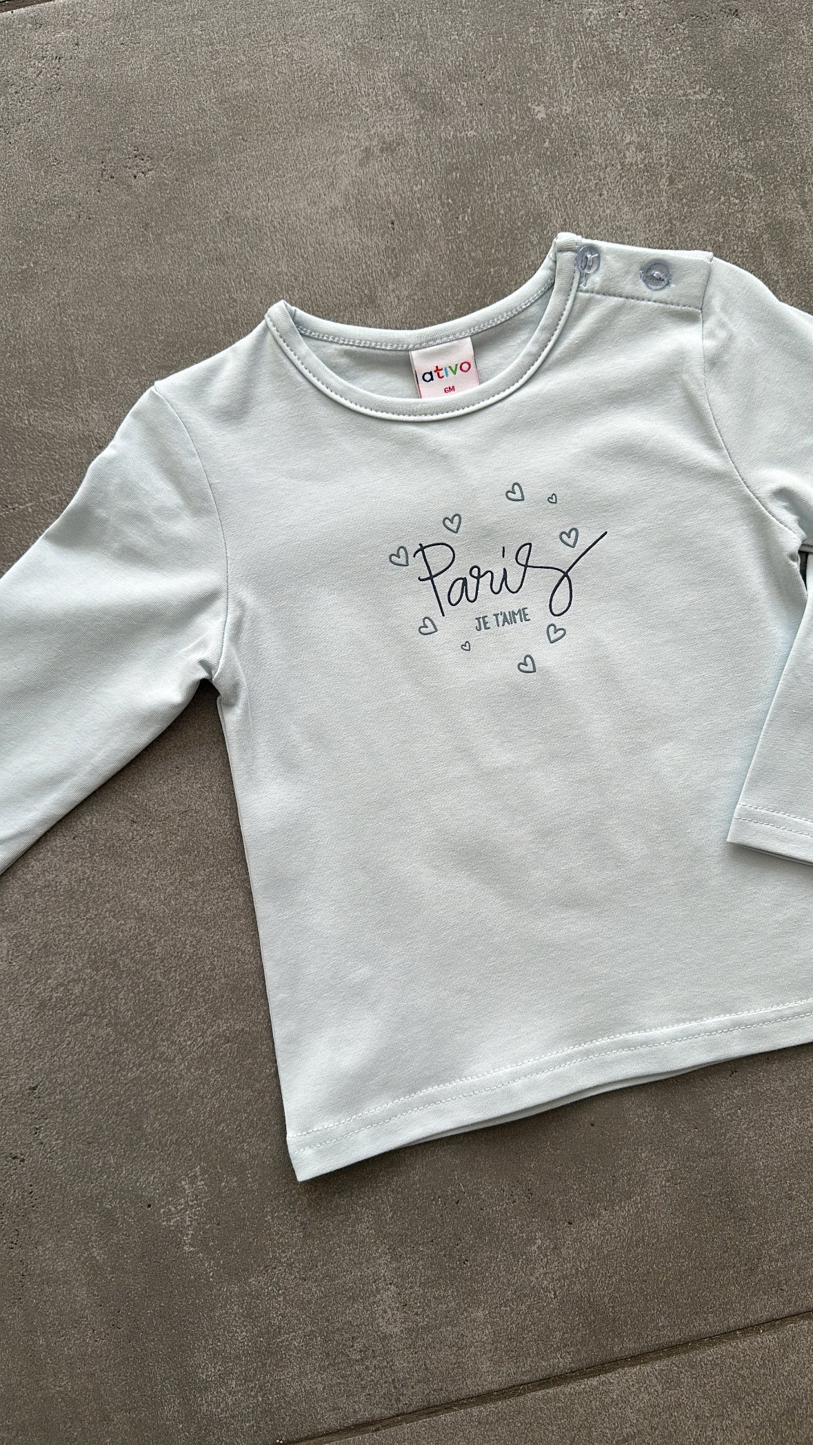 Maglia JE T'AIME 6-36M - CELESTE