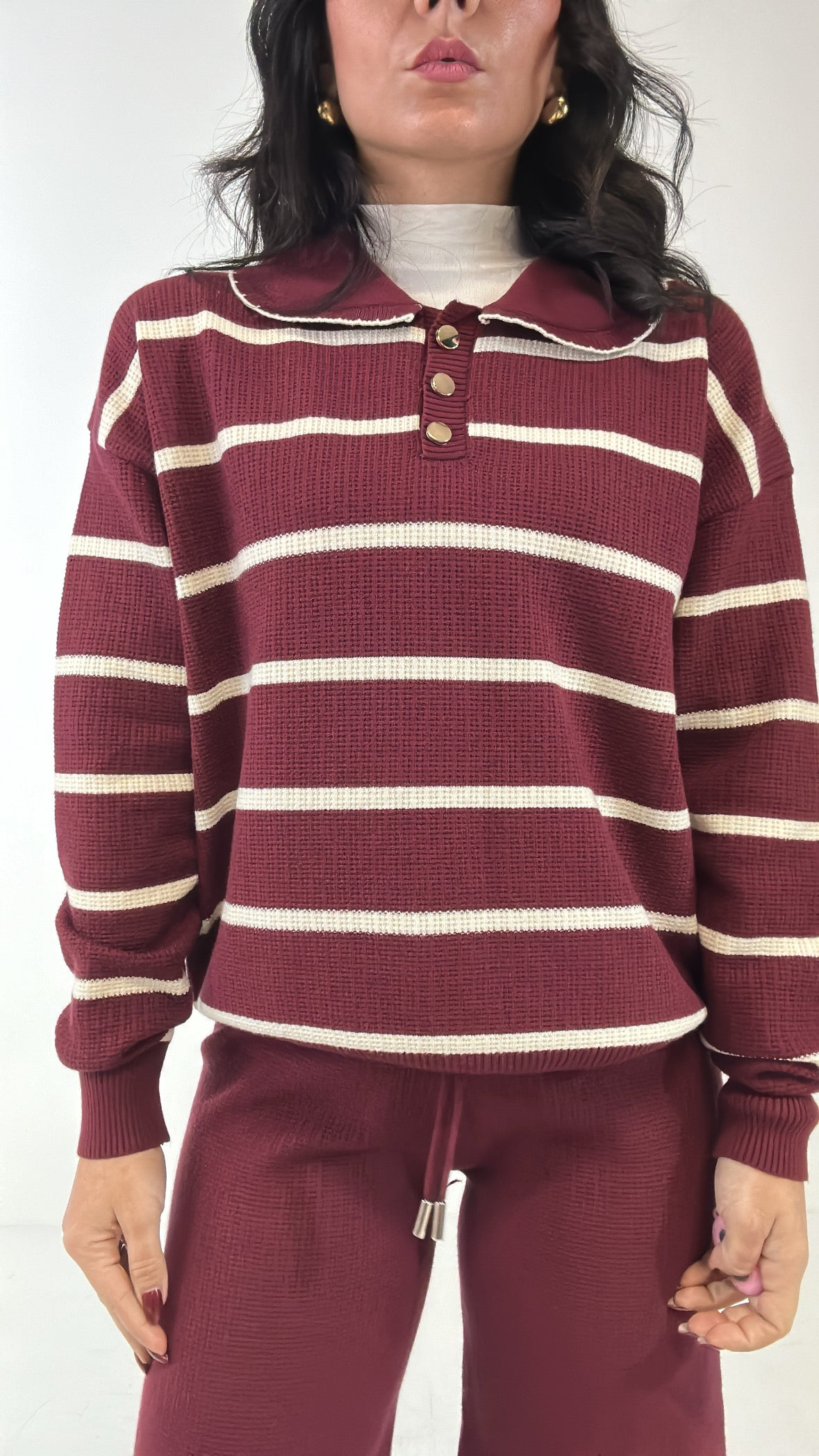 Coordinato CON POLO A RIGHE - BORDEAUX