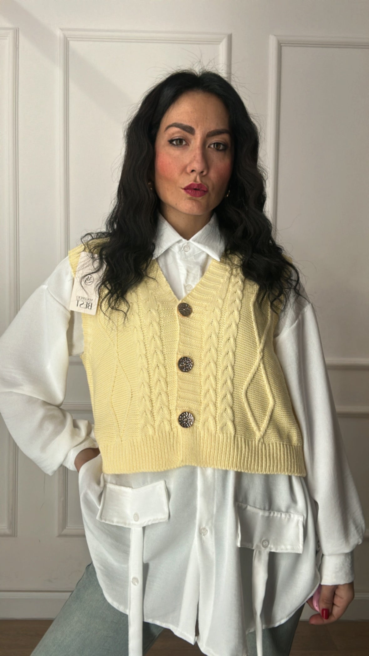 Camicia CON GILET BOTTONE - GIALLO