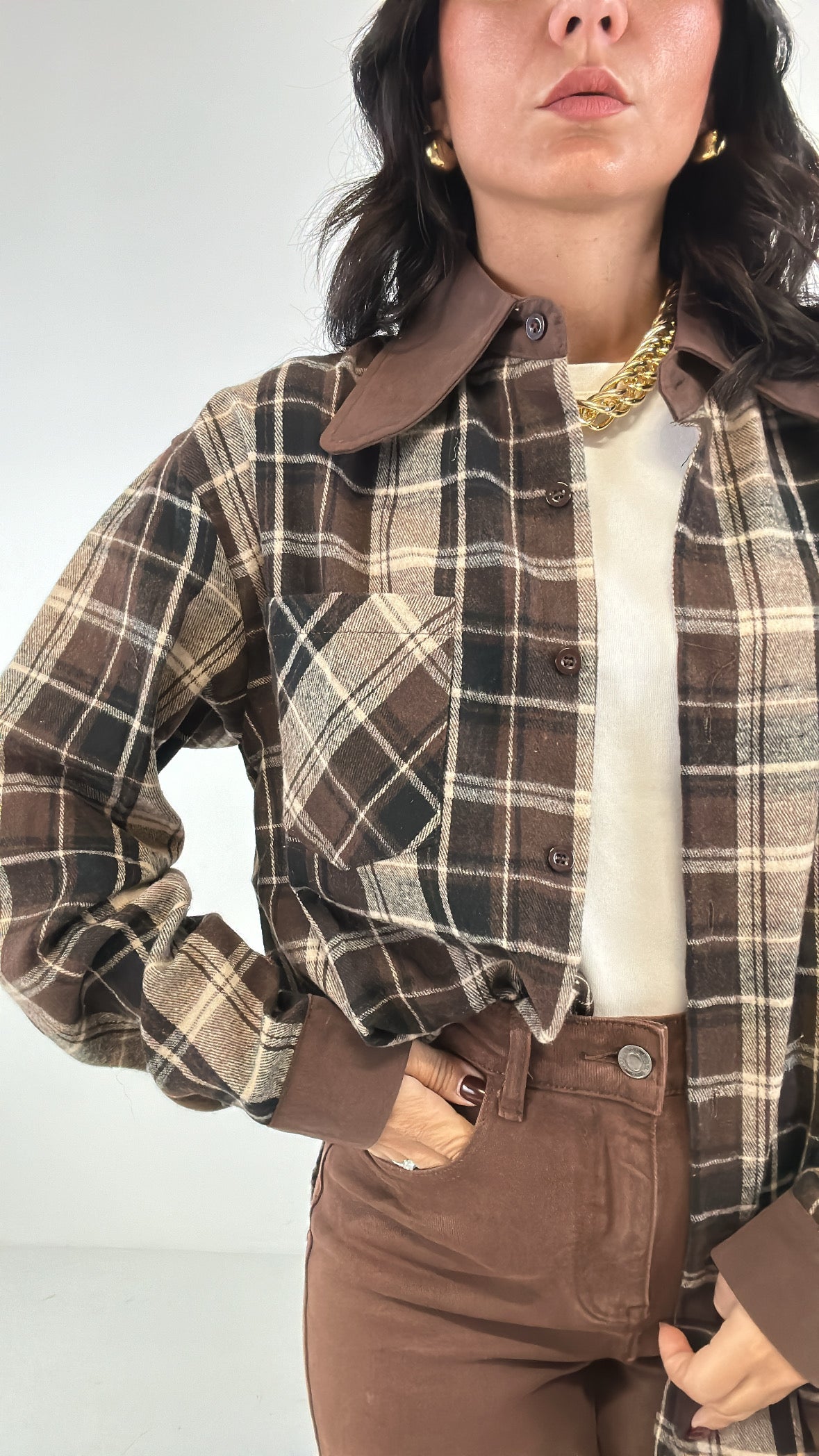 Camicia QUADRI PROFILATA - MARRONE