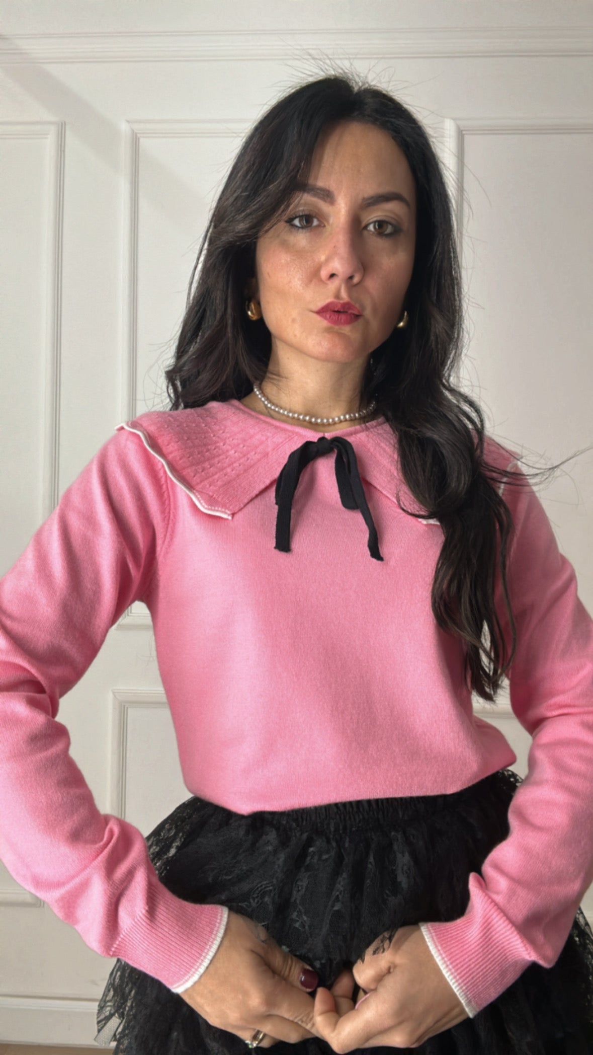 Pull COLLO E FIOCCHETTO - ROSA