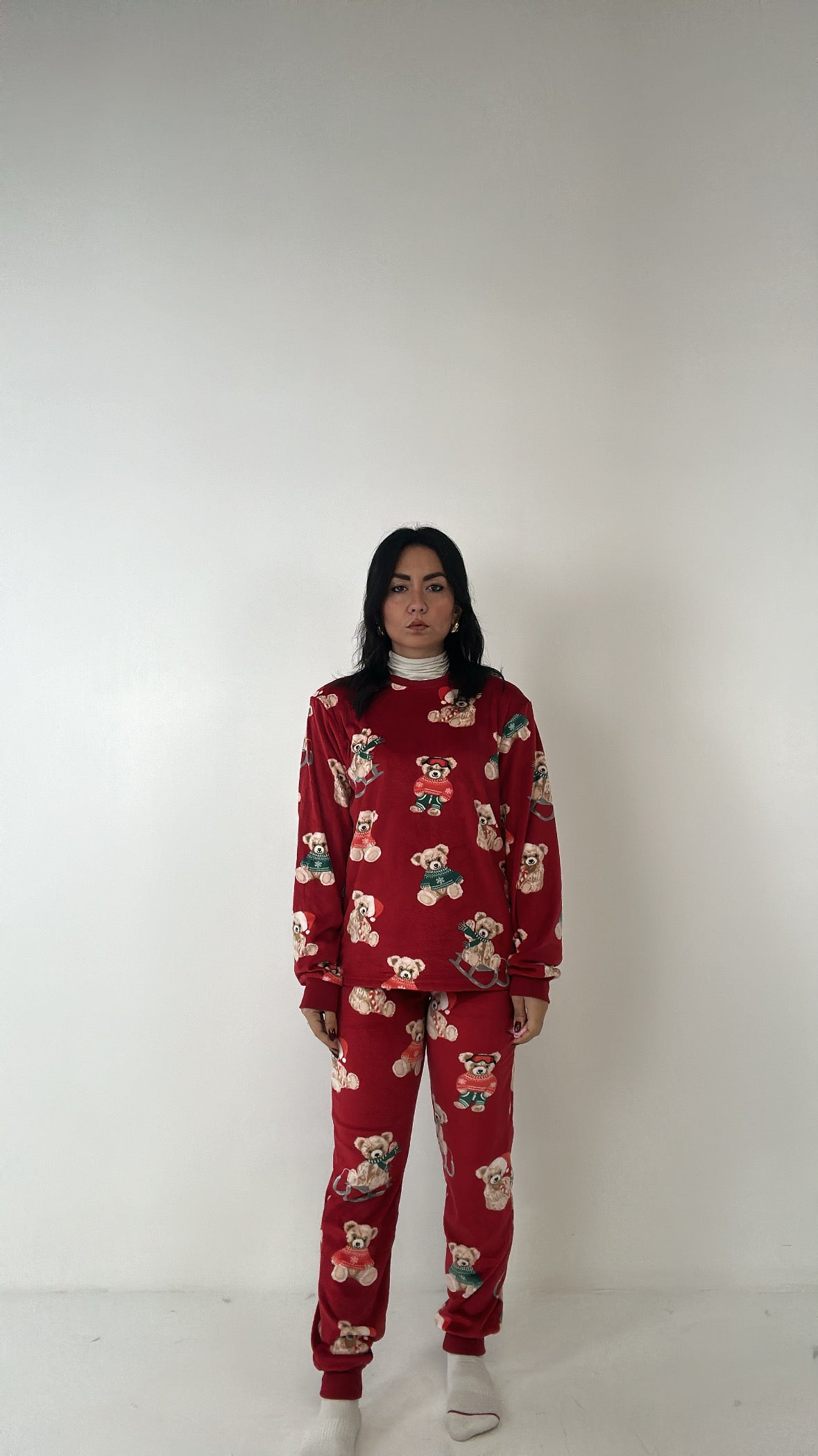 Pigiama UOMO DONNA MICRO-PILE ORSETTO - ROSSO