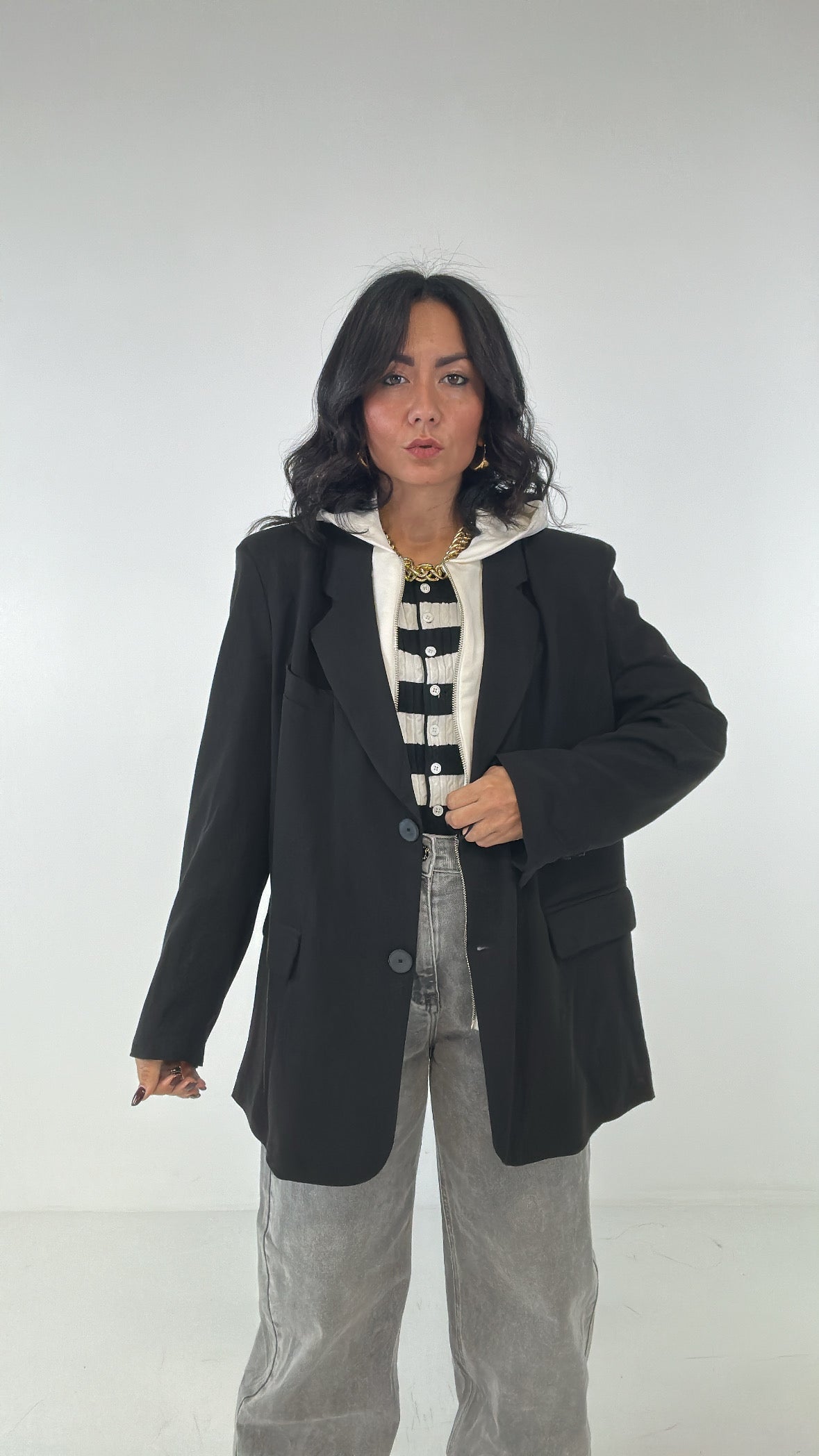 Blazer JUST CON CAPPUCCIO - NERO