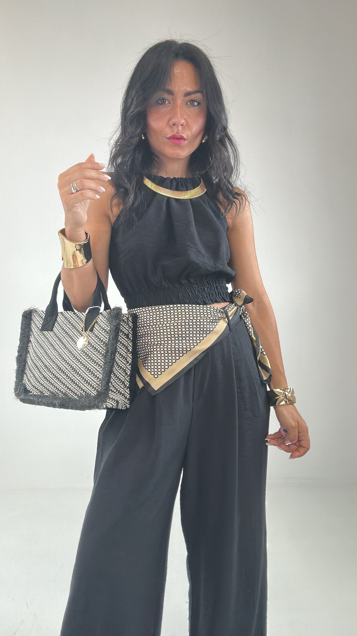 Borsa FRANGETTE BICOLOR - NERO