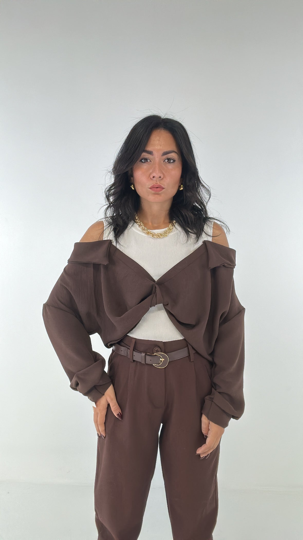 Maglia CON CAMICIA - MARRONE