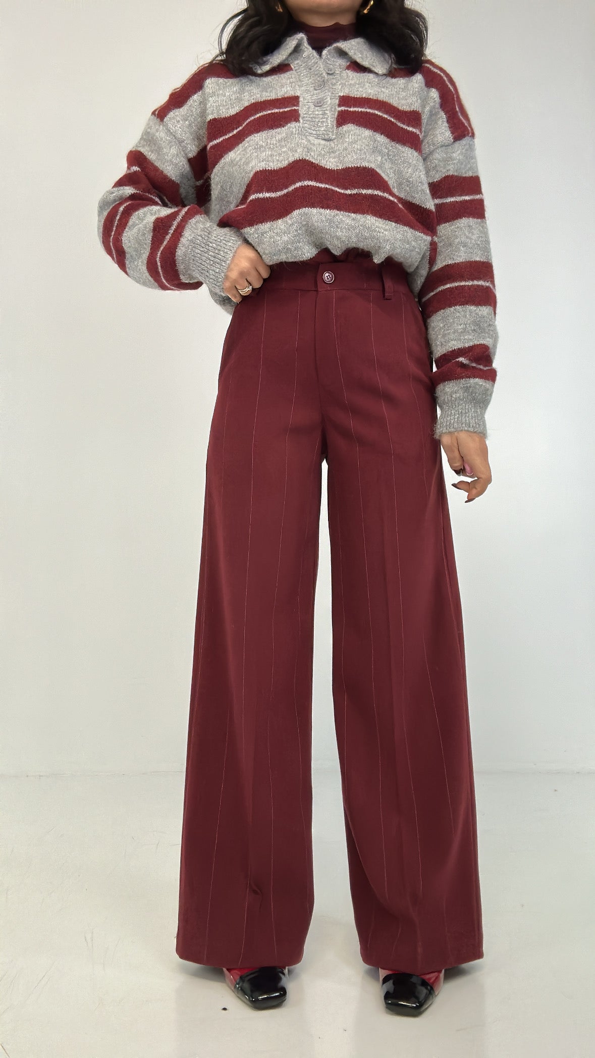 Pantalone GESSATO IN PANNO - BORDEAUX