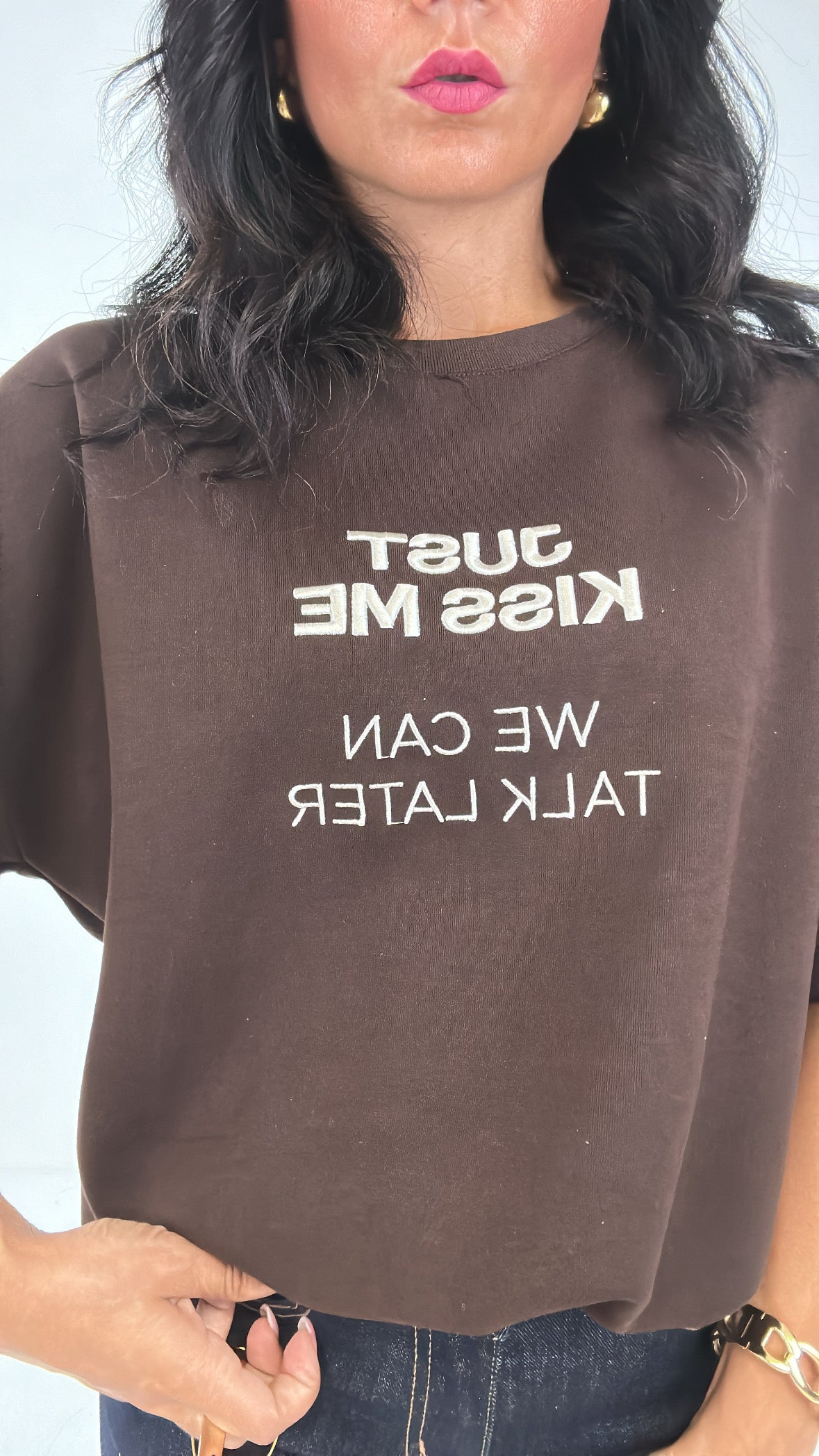 Maglia LUMINA JUST KISS ME - MARRONE