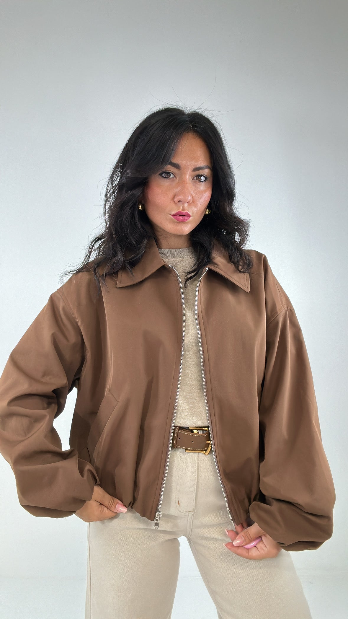 Bomber LUMINA COLLO - MARRONE