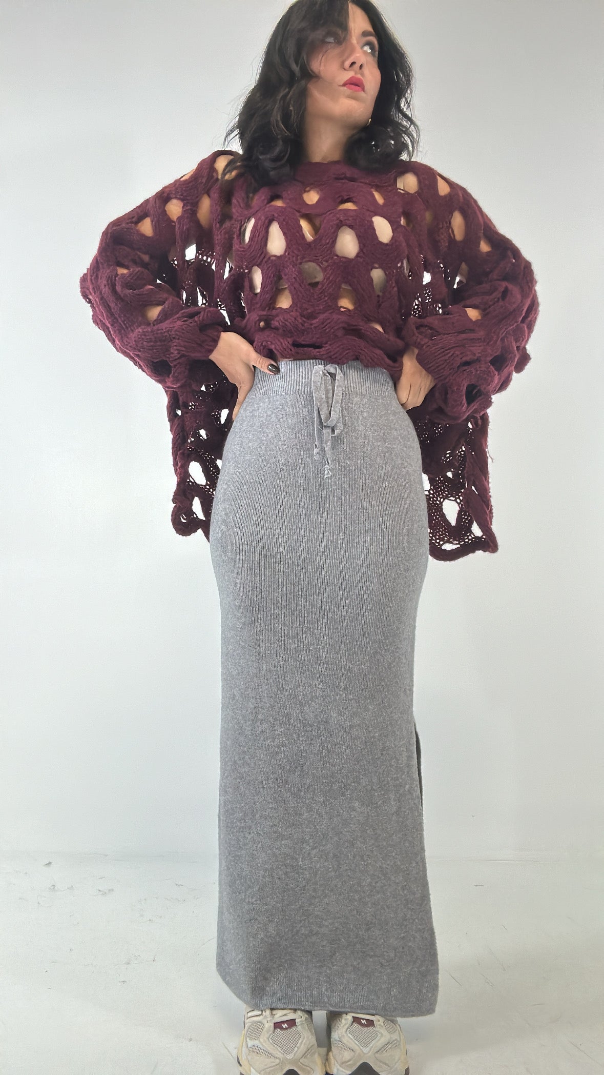 Gonna LUNGA IN MAGLIA - GRIGIO