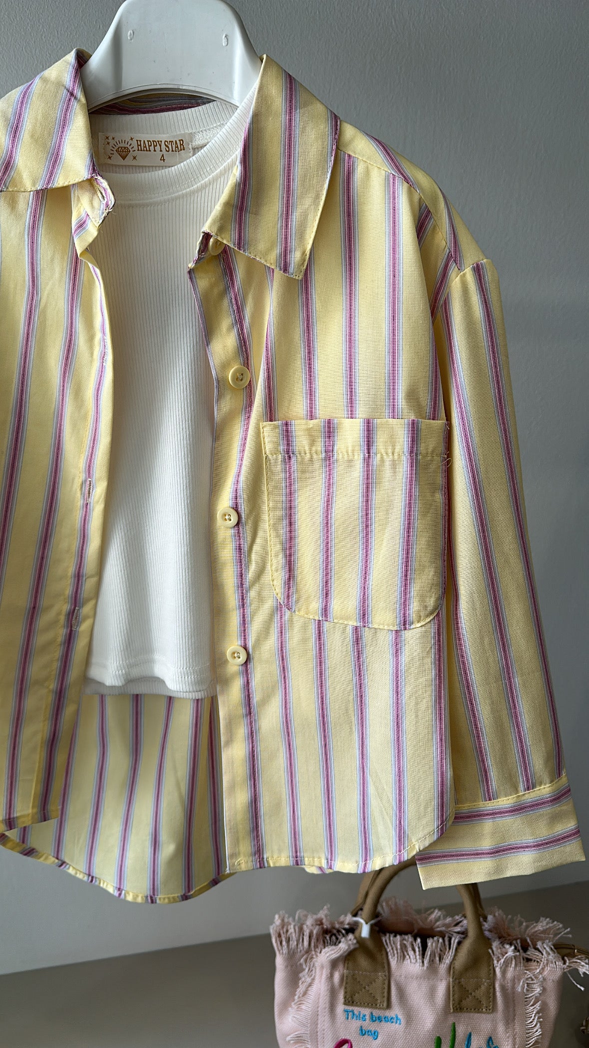 Camicia riga CON MAGLIA 4-14A - GIALLO