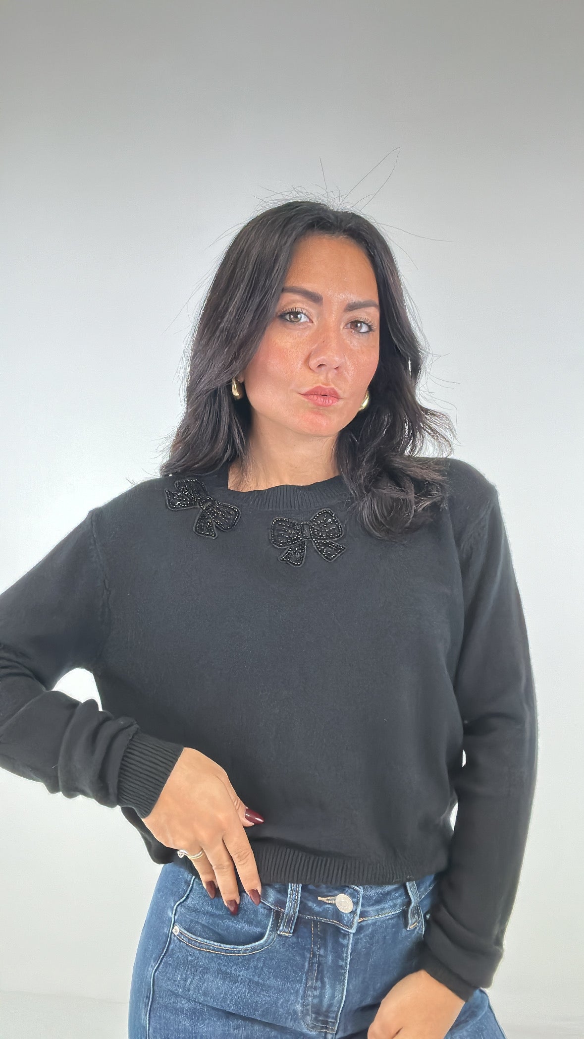 Pull FIOCCHETTI IN PERLINE - NERO