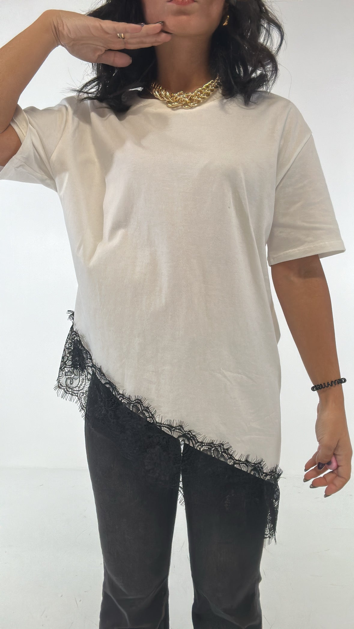 T-shirt LUMINA PIZZO - BIANCO