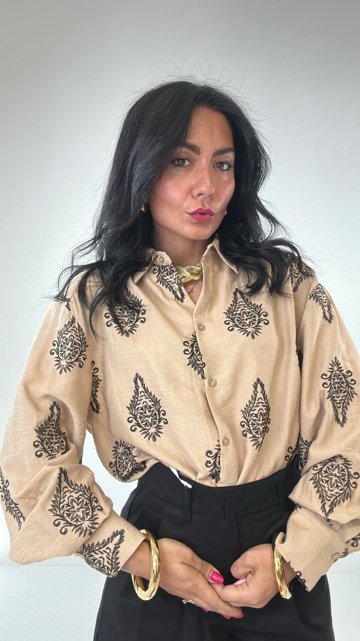 Camicia DETTAGLIO RICAMATO - BEIGE