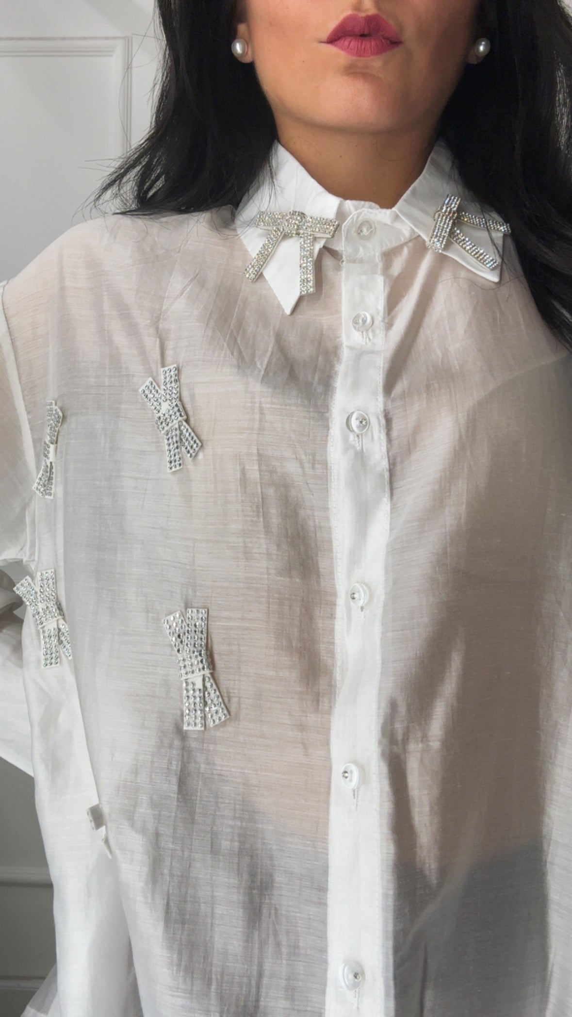 Camicia IN VELO FIOCCHETTI - BIANCO