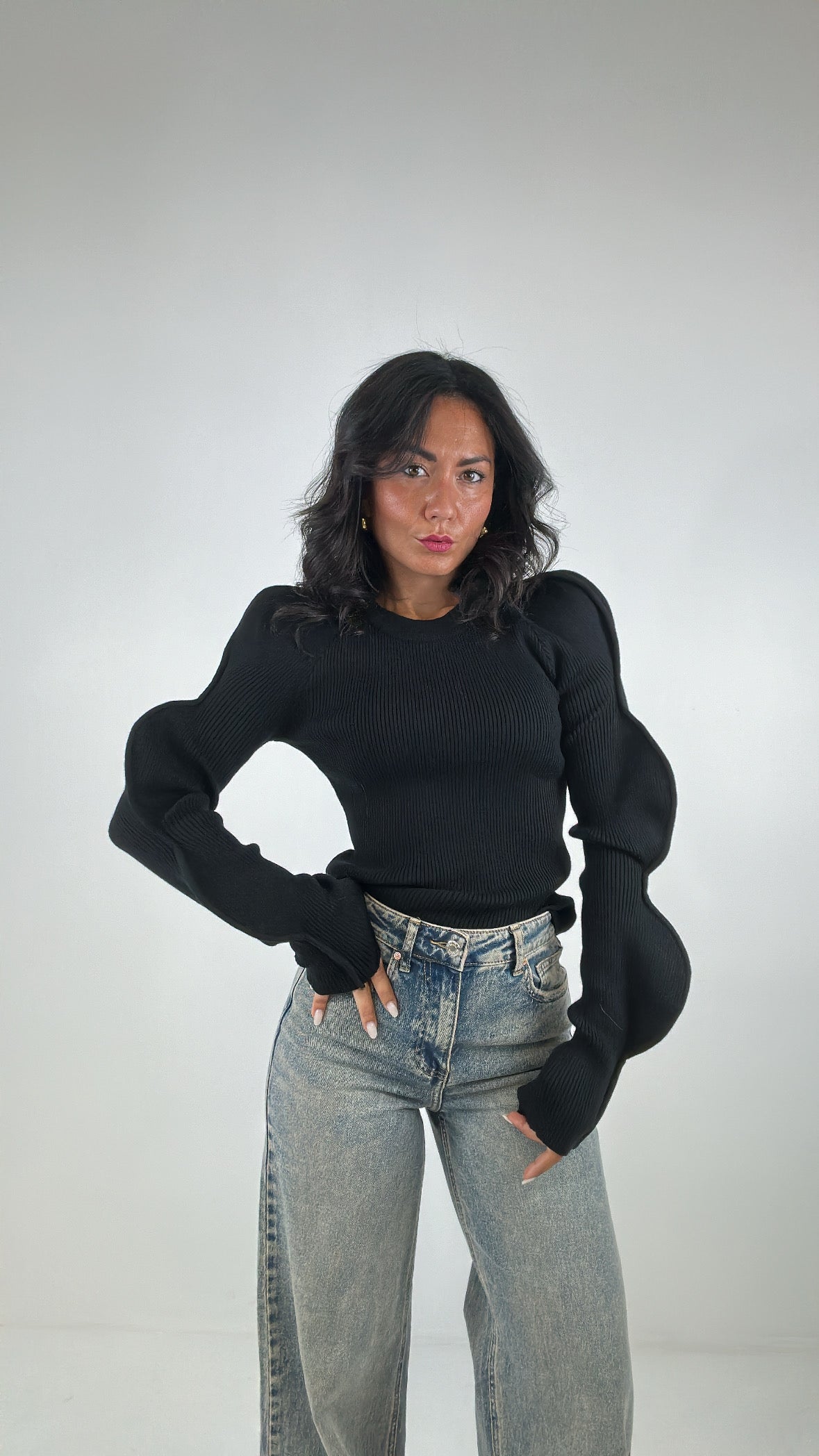Pull MANICA ONDA - NERO