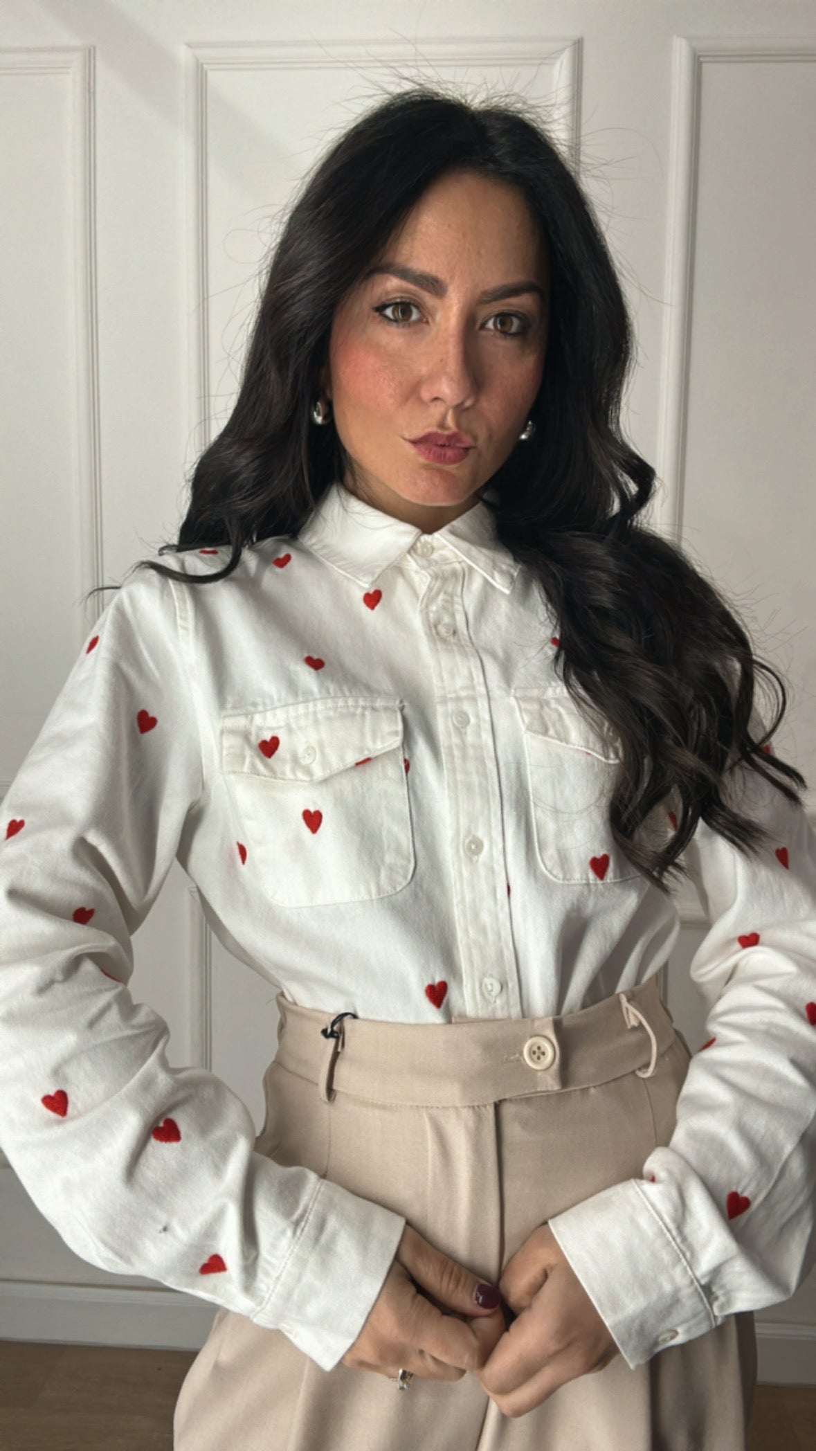 Camicia CUORI IN JEANS - BIANCO