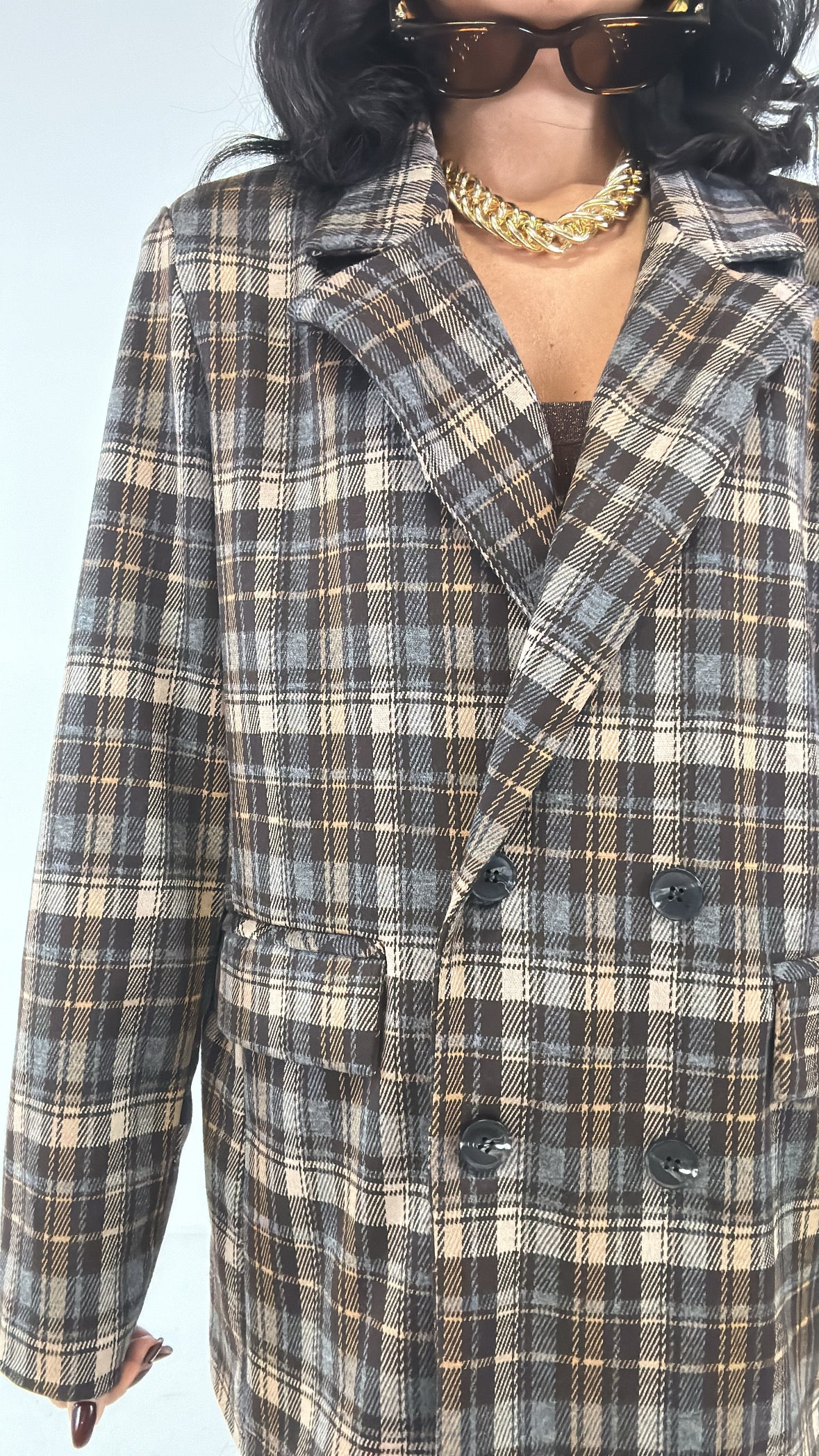 Blazer DOPPIOPETTO QUADRI - MARRONE