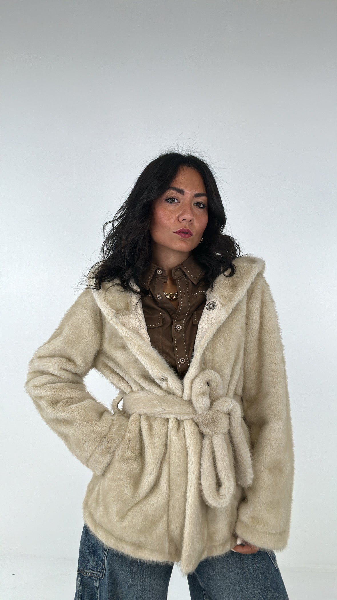 Ecopelliccia CINTURA LOW - BEIGE