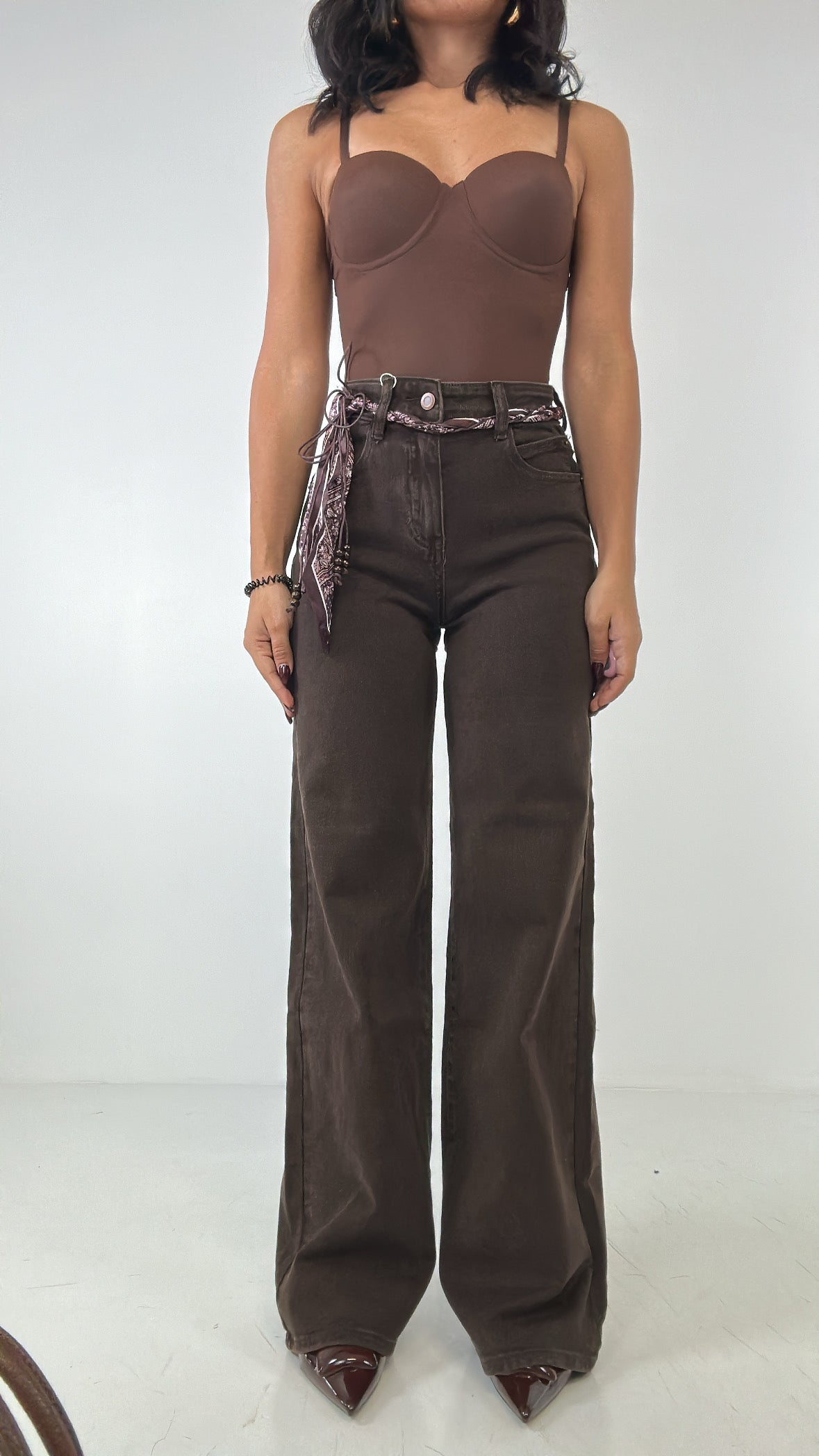 Jeans WIDE FOULARD - MARRONE