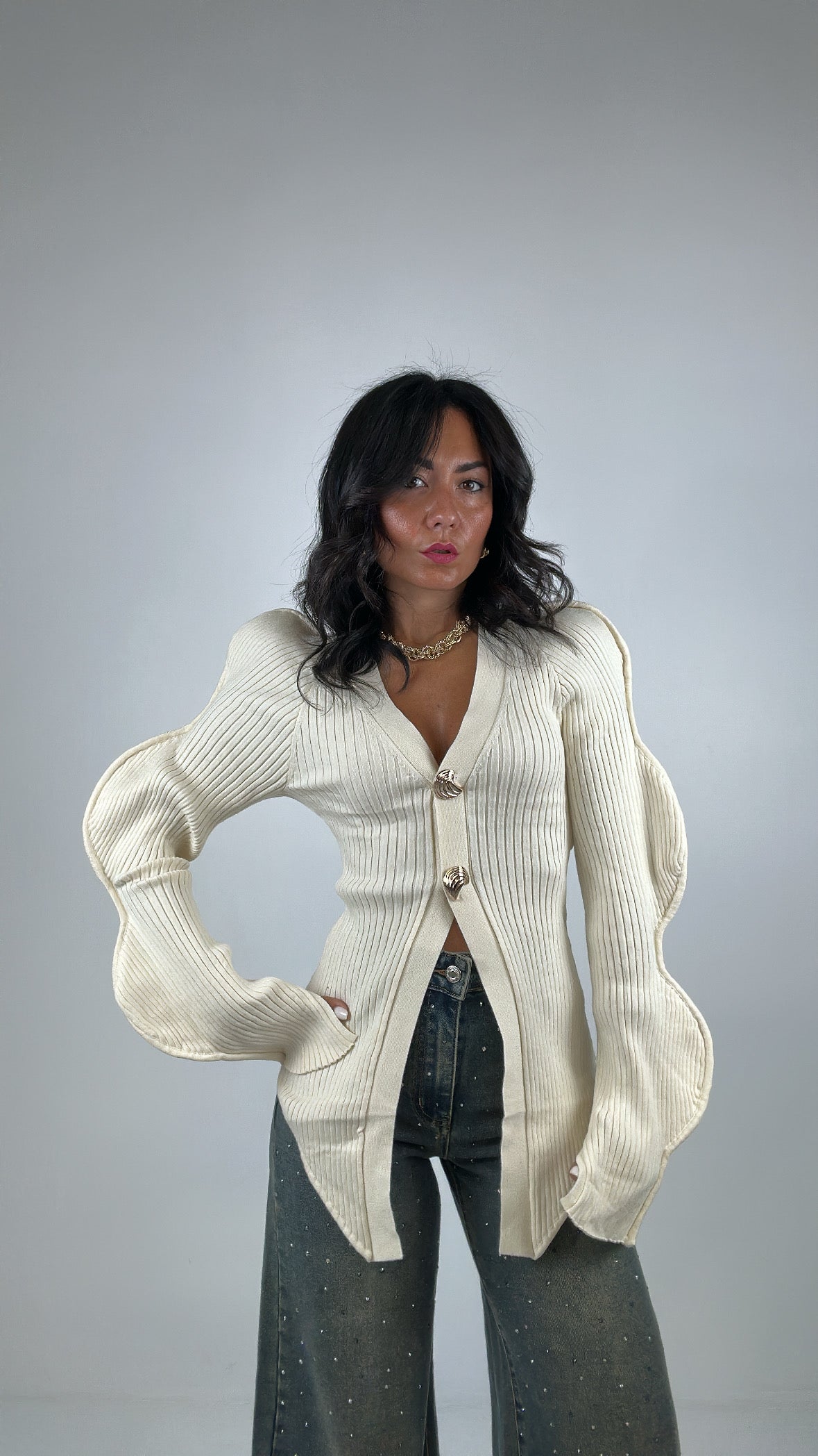Cardigan MANICA ONDA - PANNA
