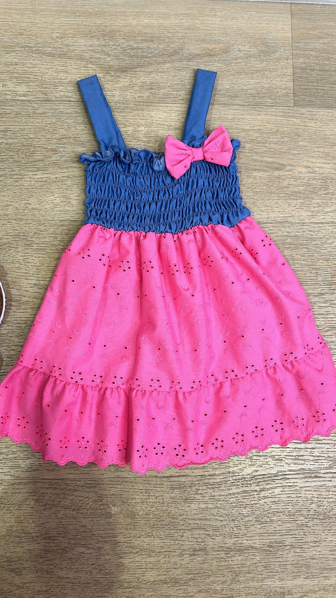 Vestitino JEANS E SANGALLO 3-8A - FUCSIA