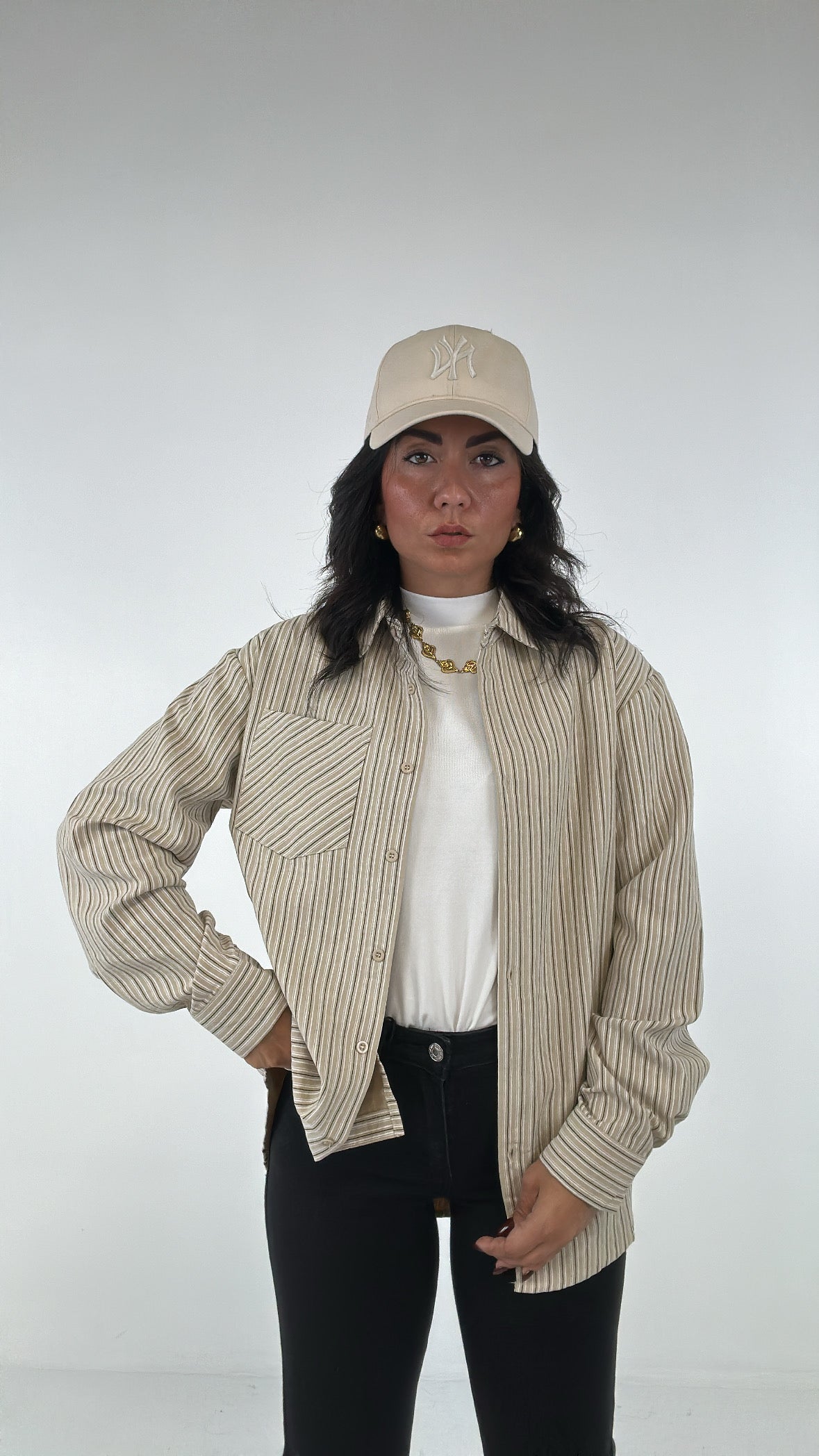 Camicia RIGHE SOTTILI - BEIGE
