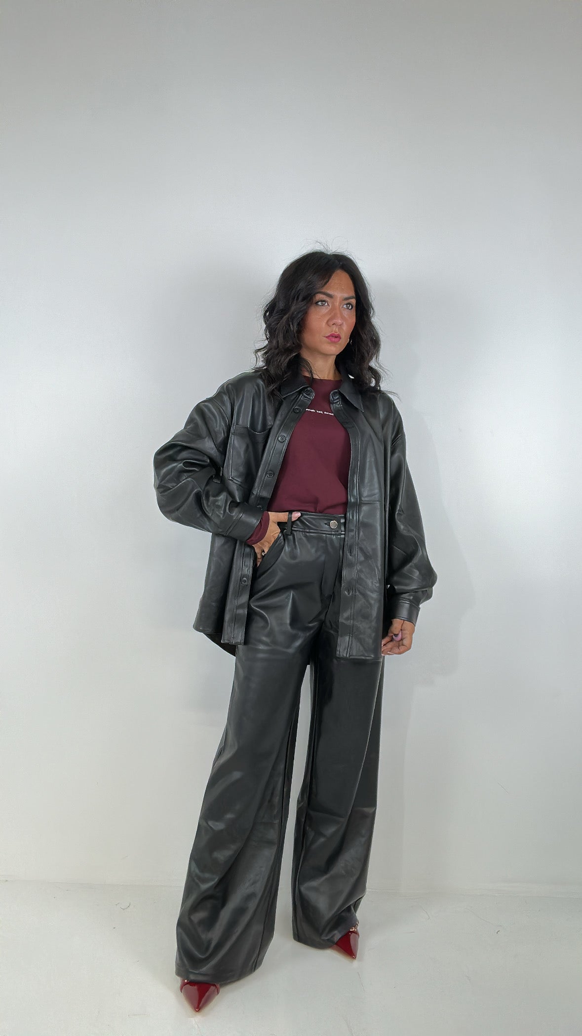 Pantalone PALAZZO ECOPELLE NEW - NERO