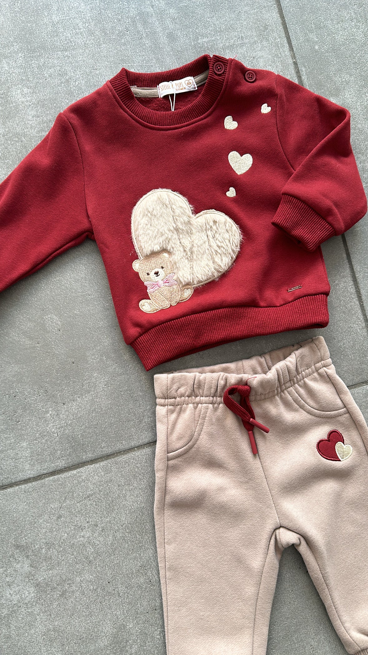 Tuta CON CUORE PELLICCIOSO 3-18M - BORDEAUX