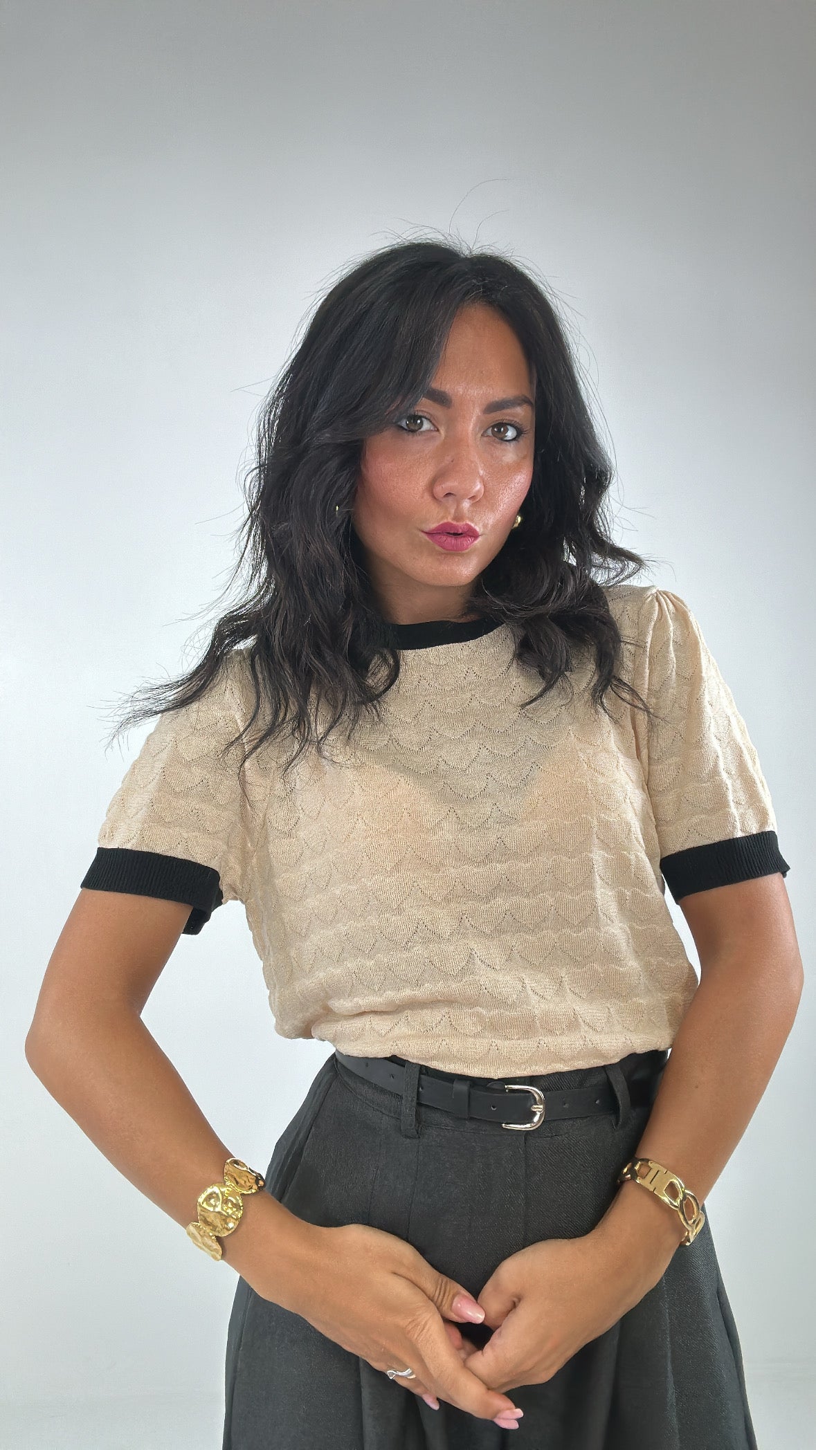 Maglia FILO CUORI - BEIGE