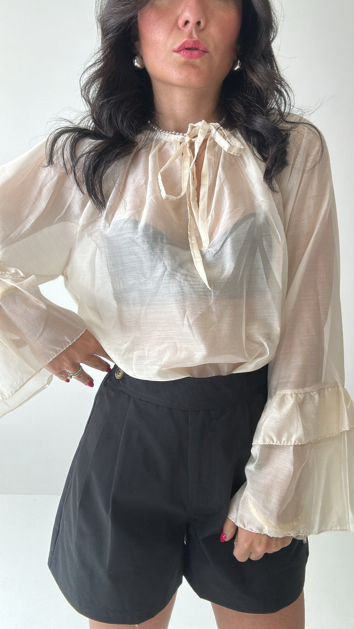 Blusa CON BALZE - PANNA