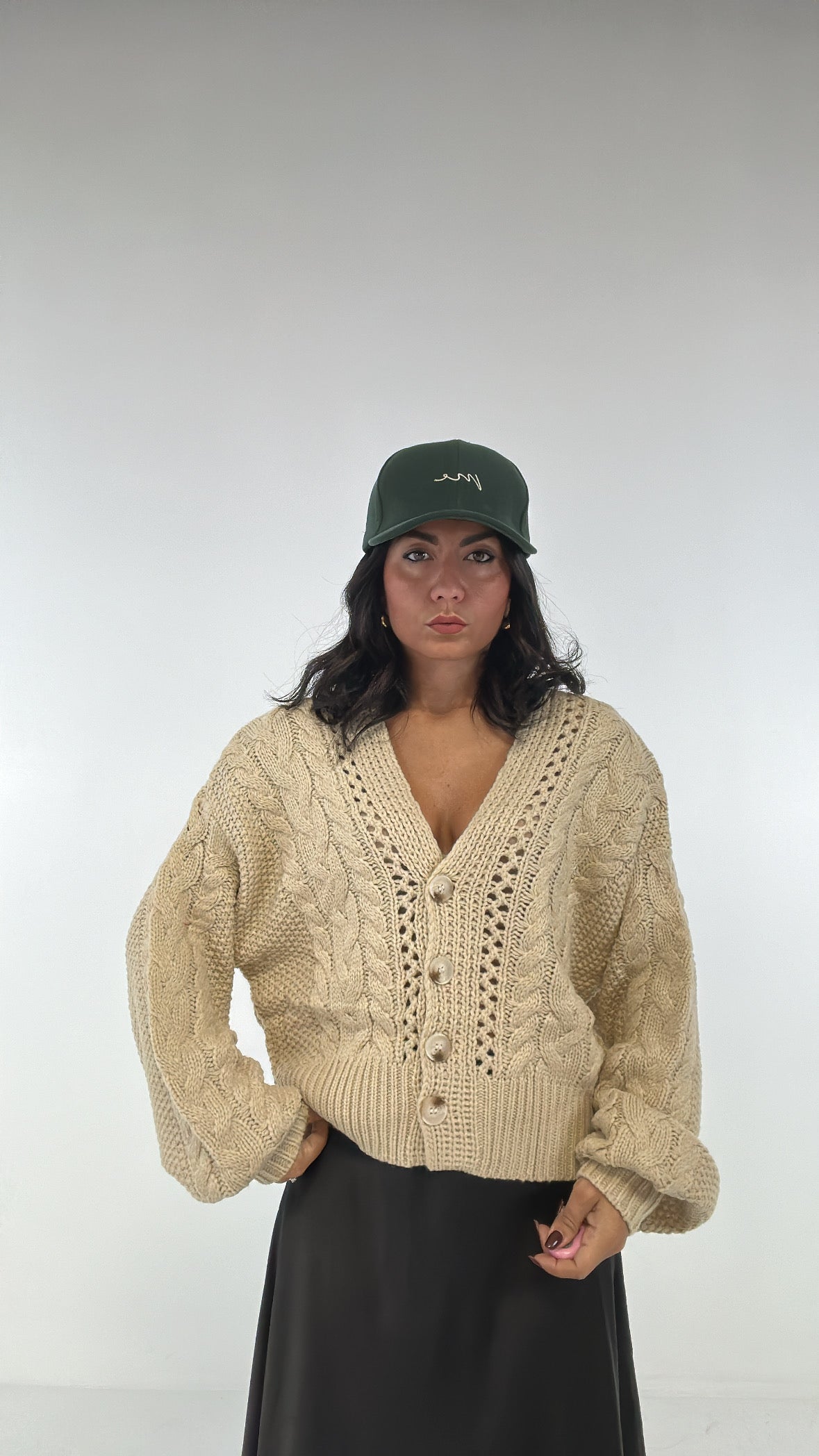 Cardigan TRECCE WIN - BEIGE