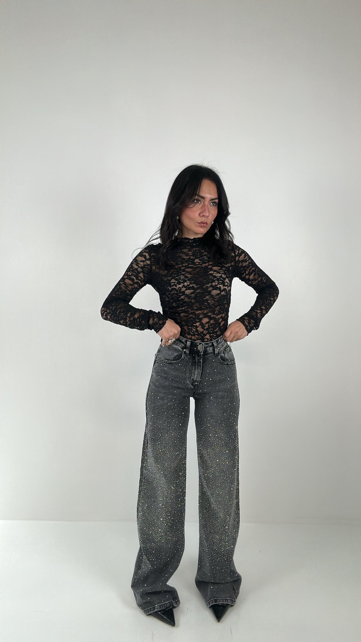 Jeans STRASS DINNER - GRIGIO