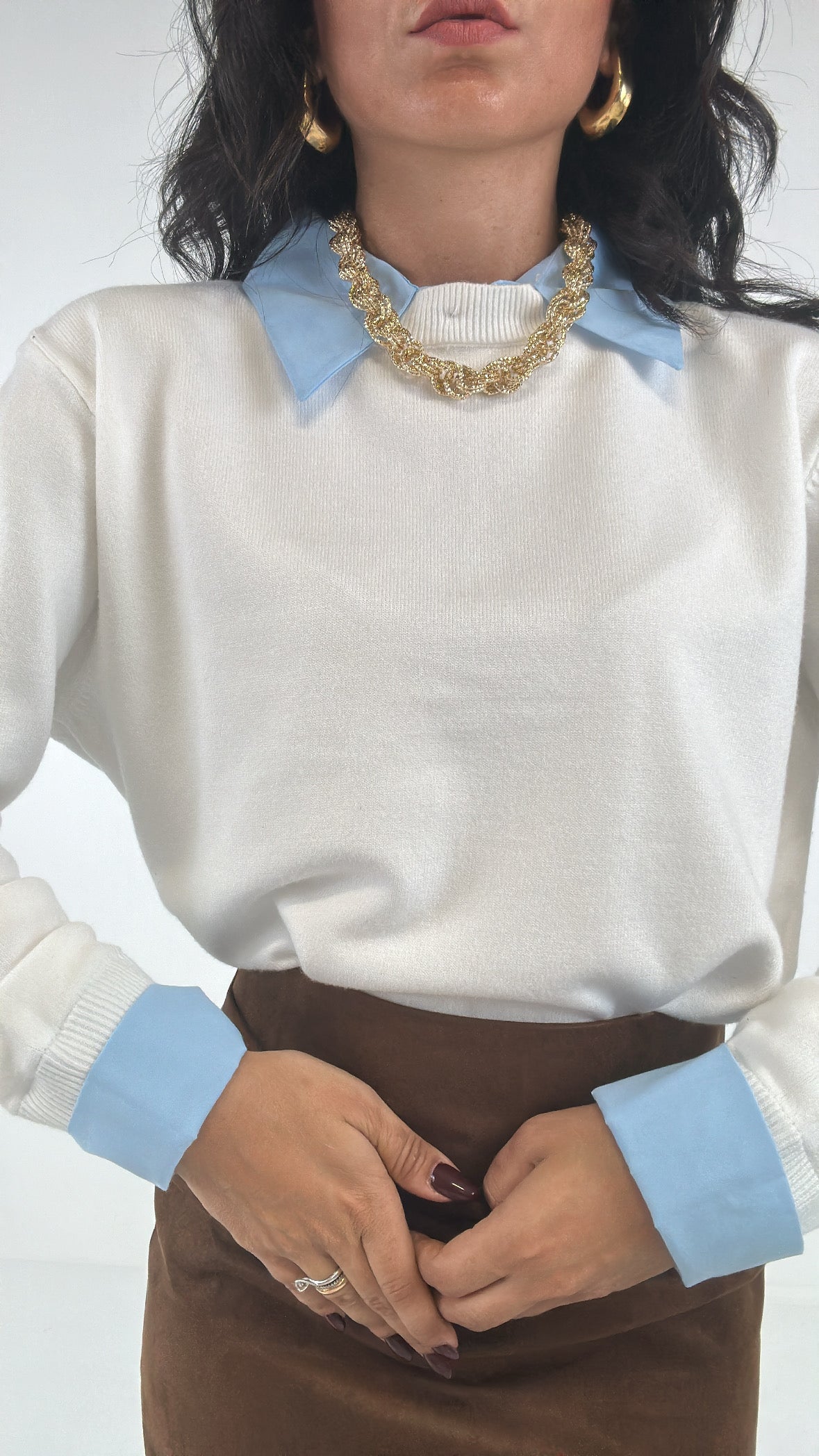 Pull CON COLLETTO - BIANCO