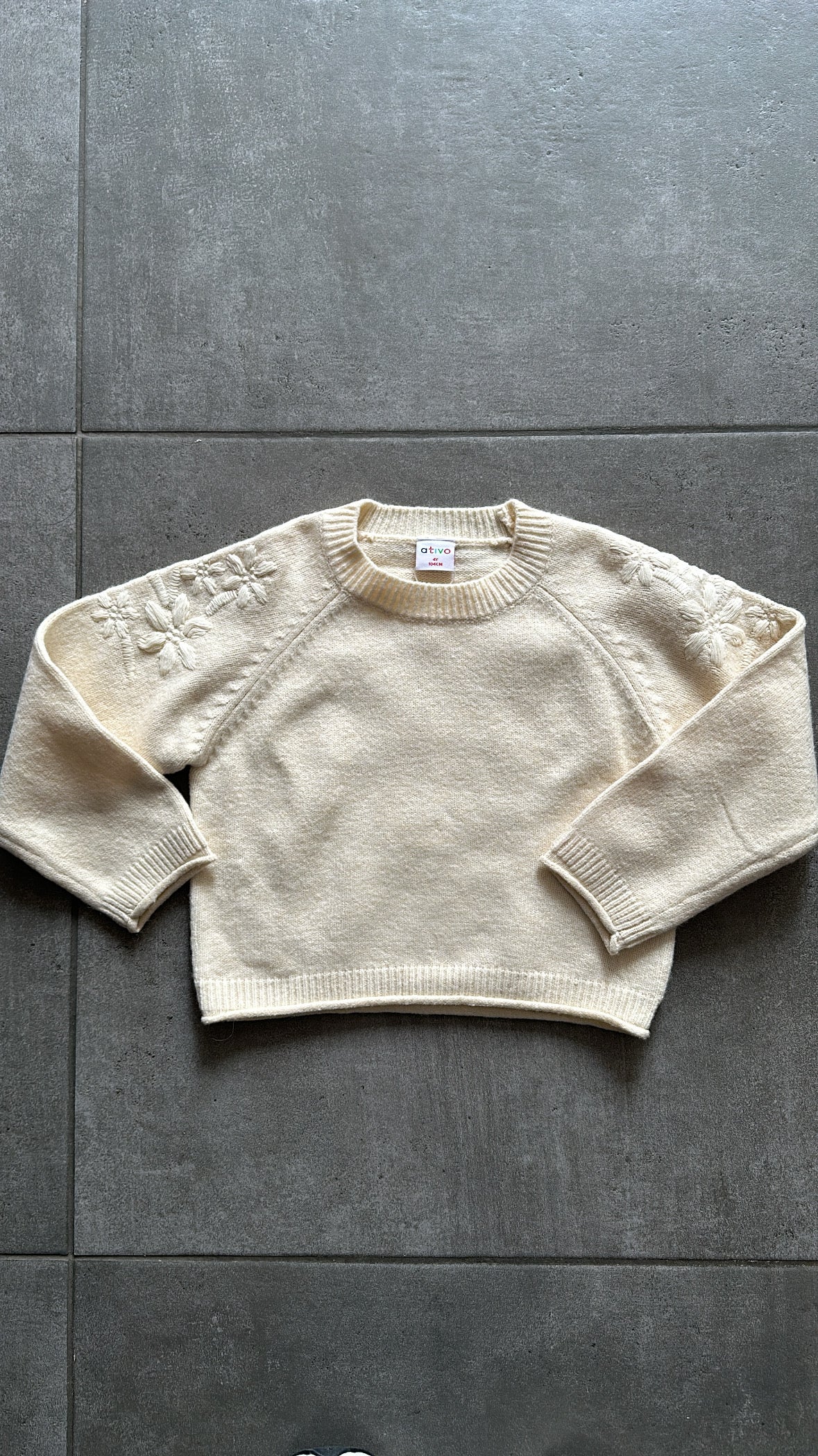 Pull CON FIORI RICAMO 4-14A - BEIGE
