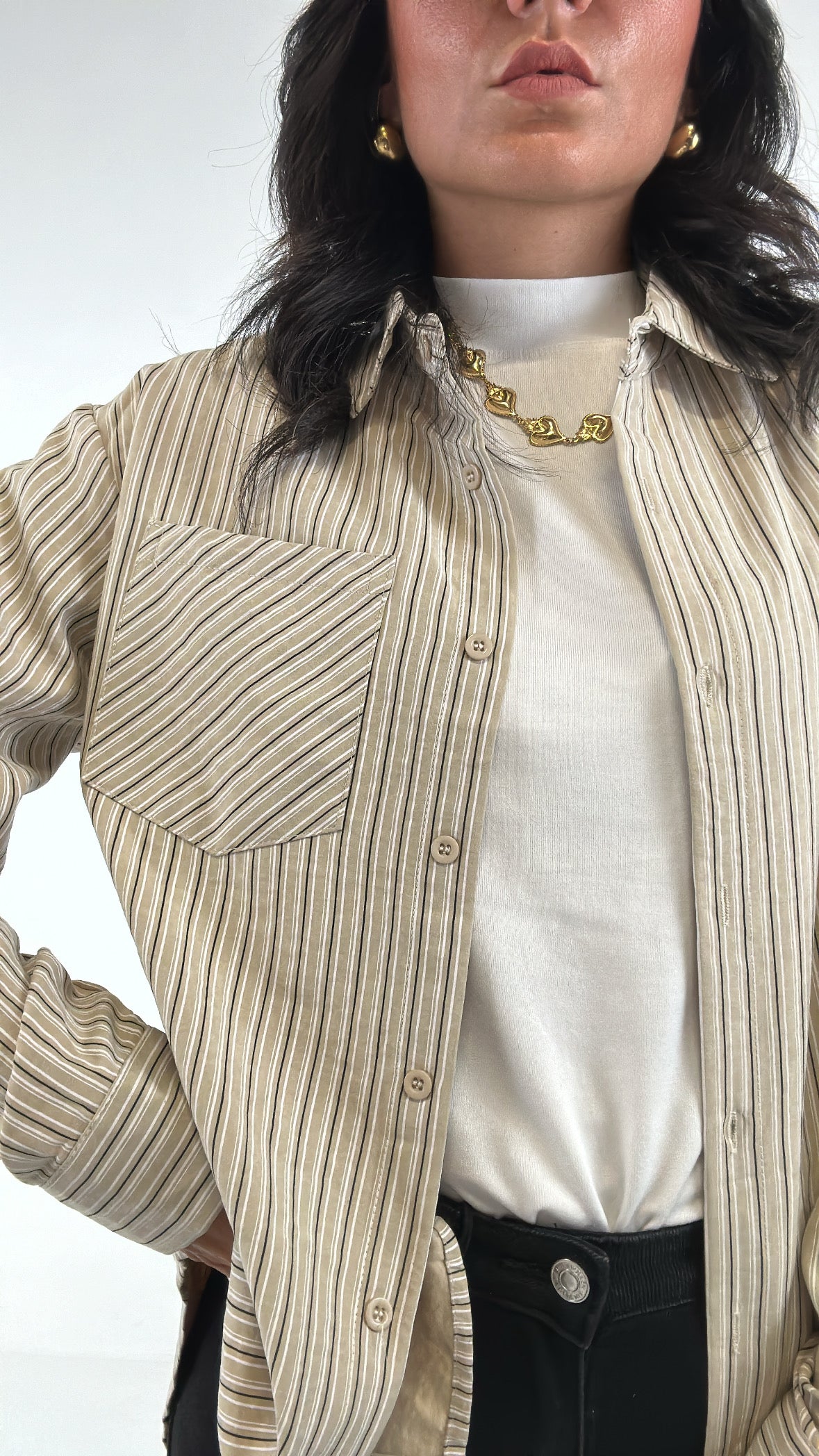 Camicia RIGHE SOTTILI - BEIGE
