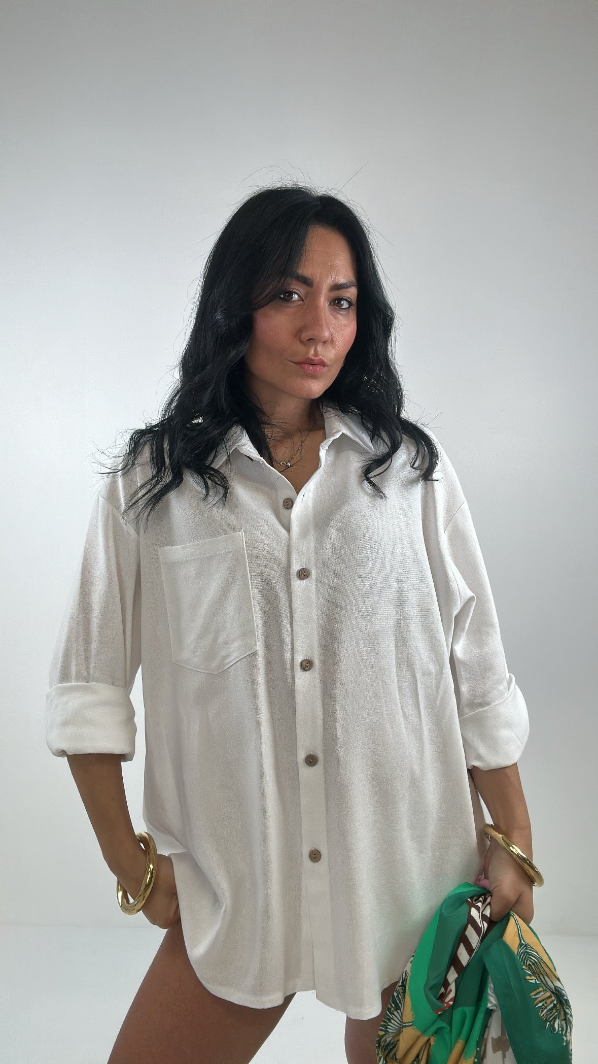 Camicia EFFETTO LINO - BIANCO