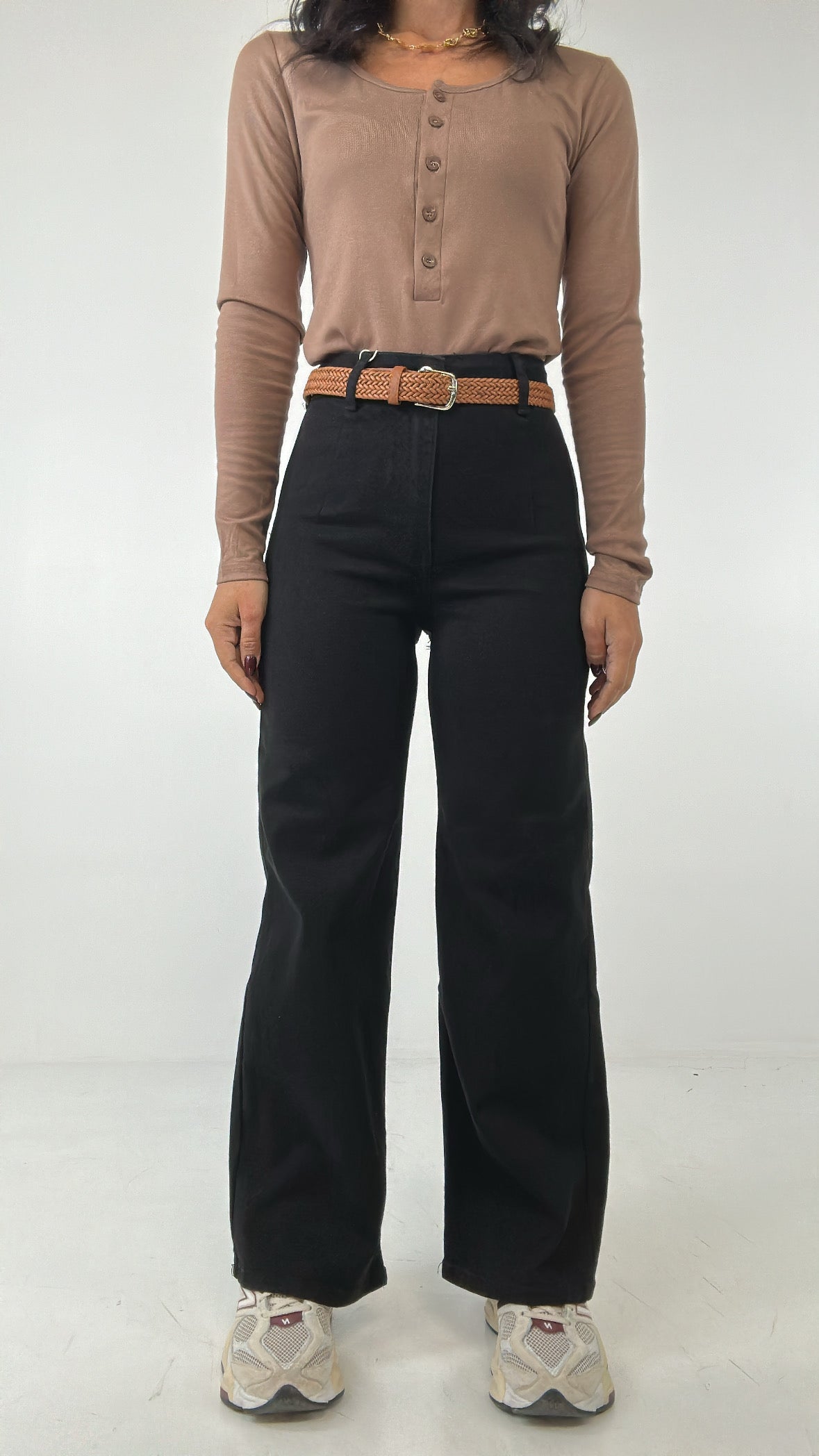 Jeans CINTURA INTRECCIO - NERO