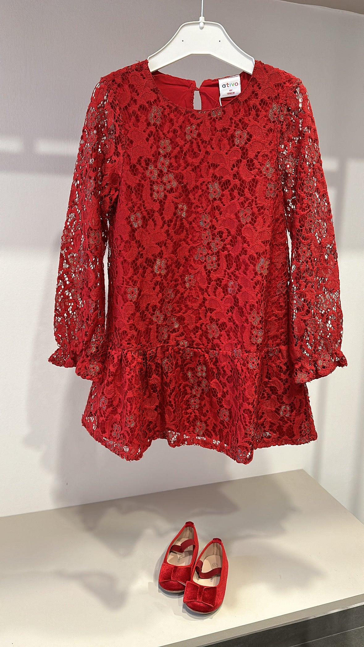 Vestito FIOR DI RICAMO 4-14A - ROSSO