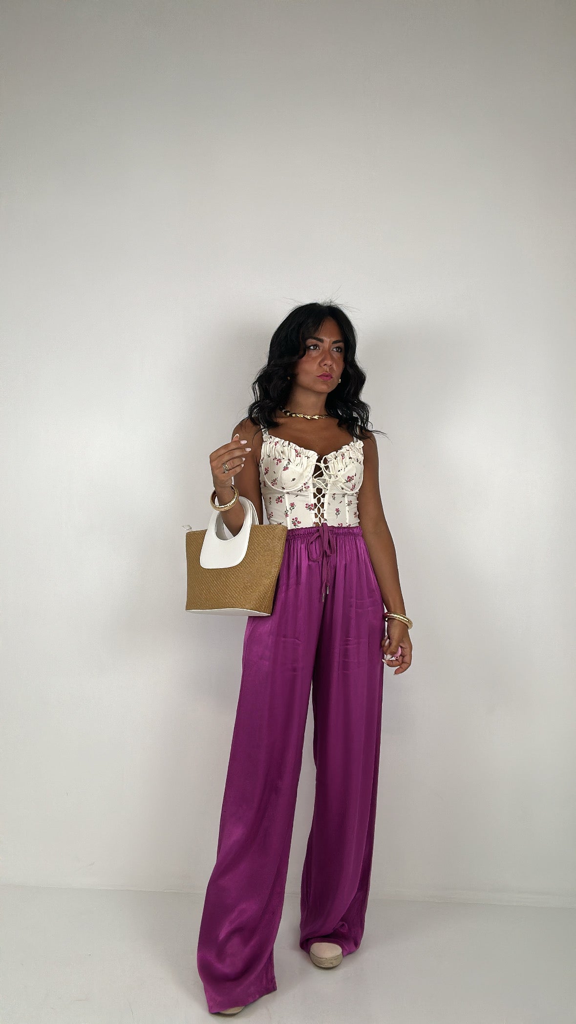 Pantalone SATIN - MAGENTA