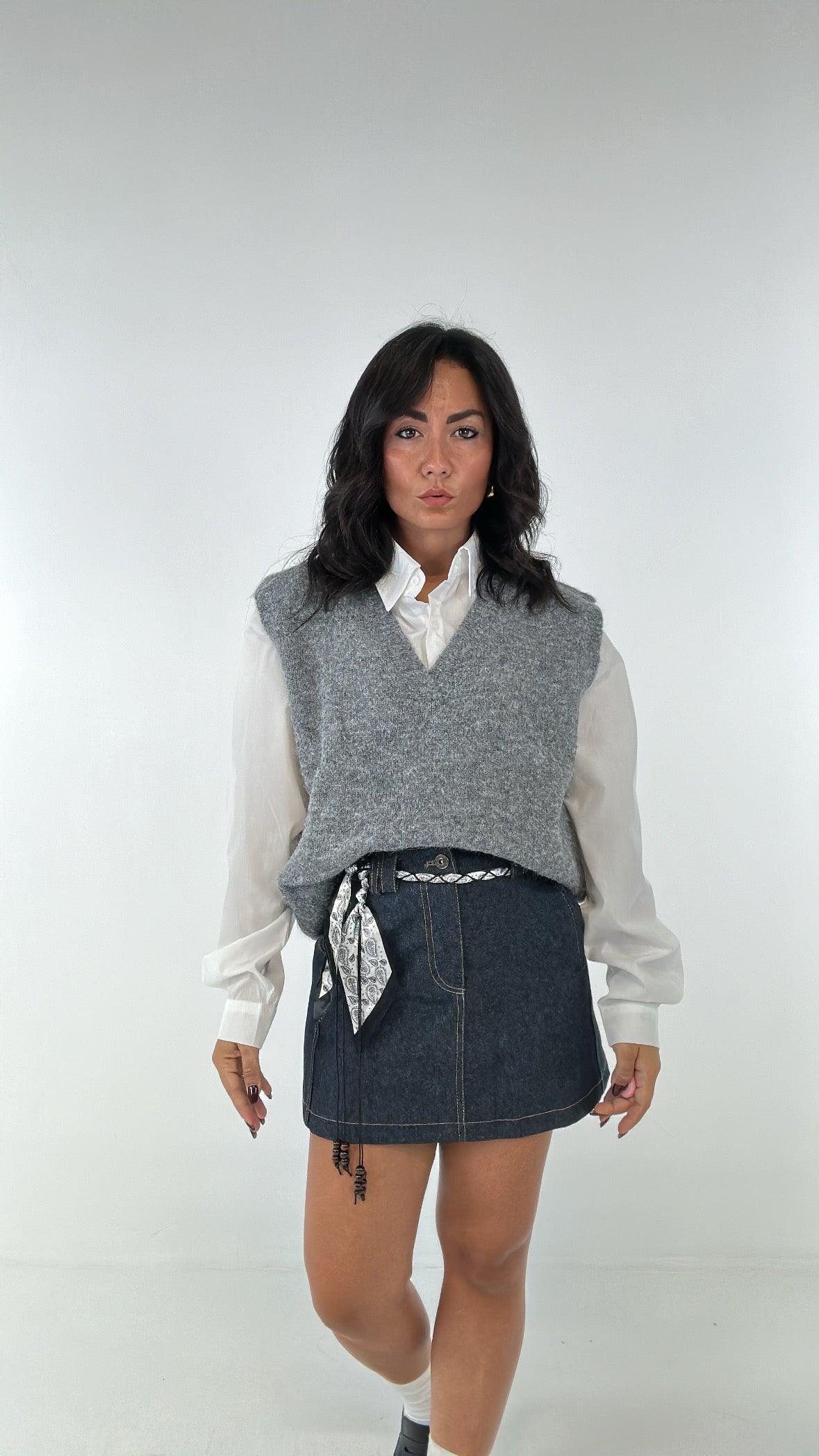 Camicia CON GILET OVER - GRIGIO