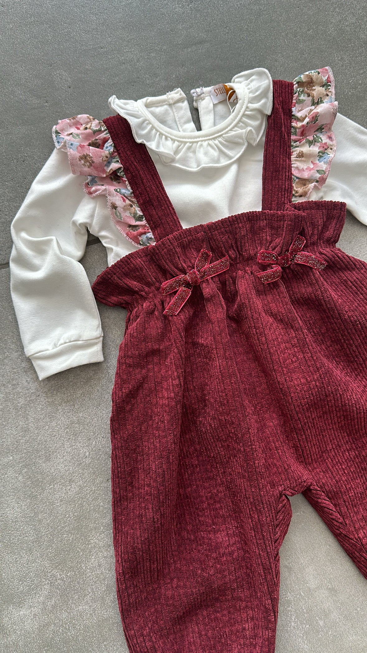 Salopette IN VELLUTO 1-12M - BORDEAUX