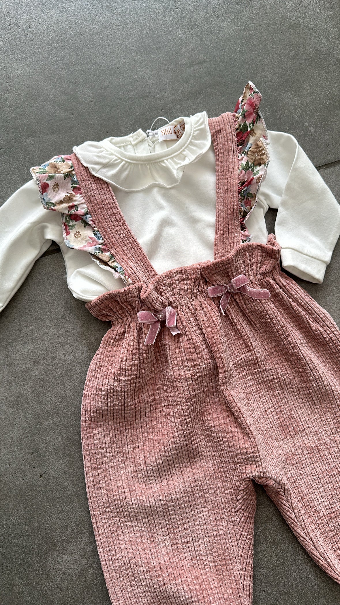 Salopette IN VELLUTO 1-12M - ROSA