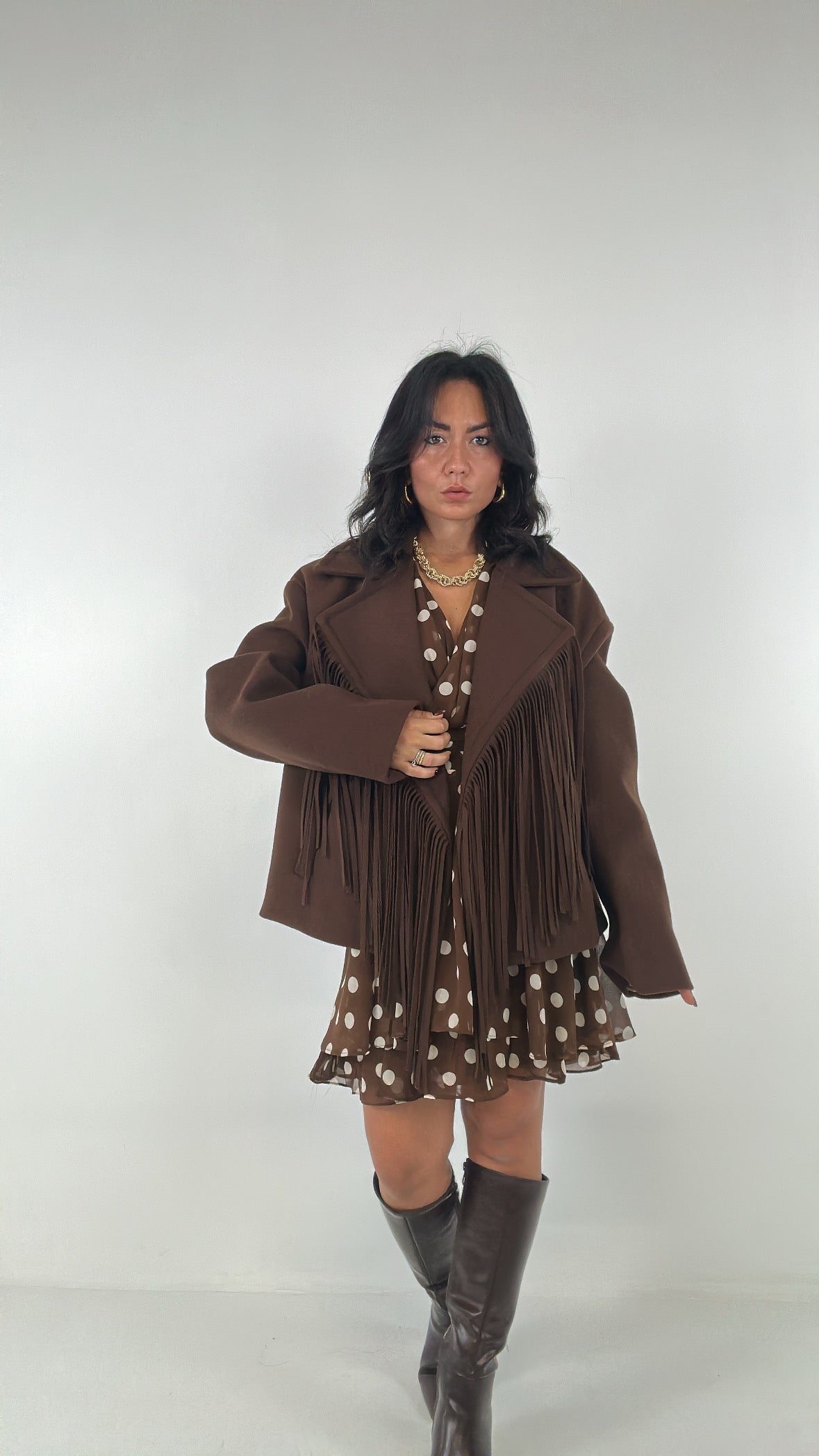 Cappottino LUMINA FRANGE - MARRONE