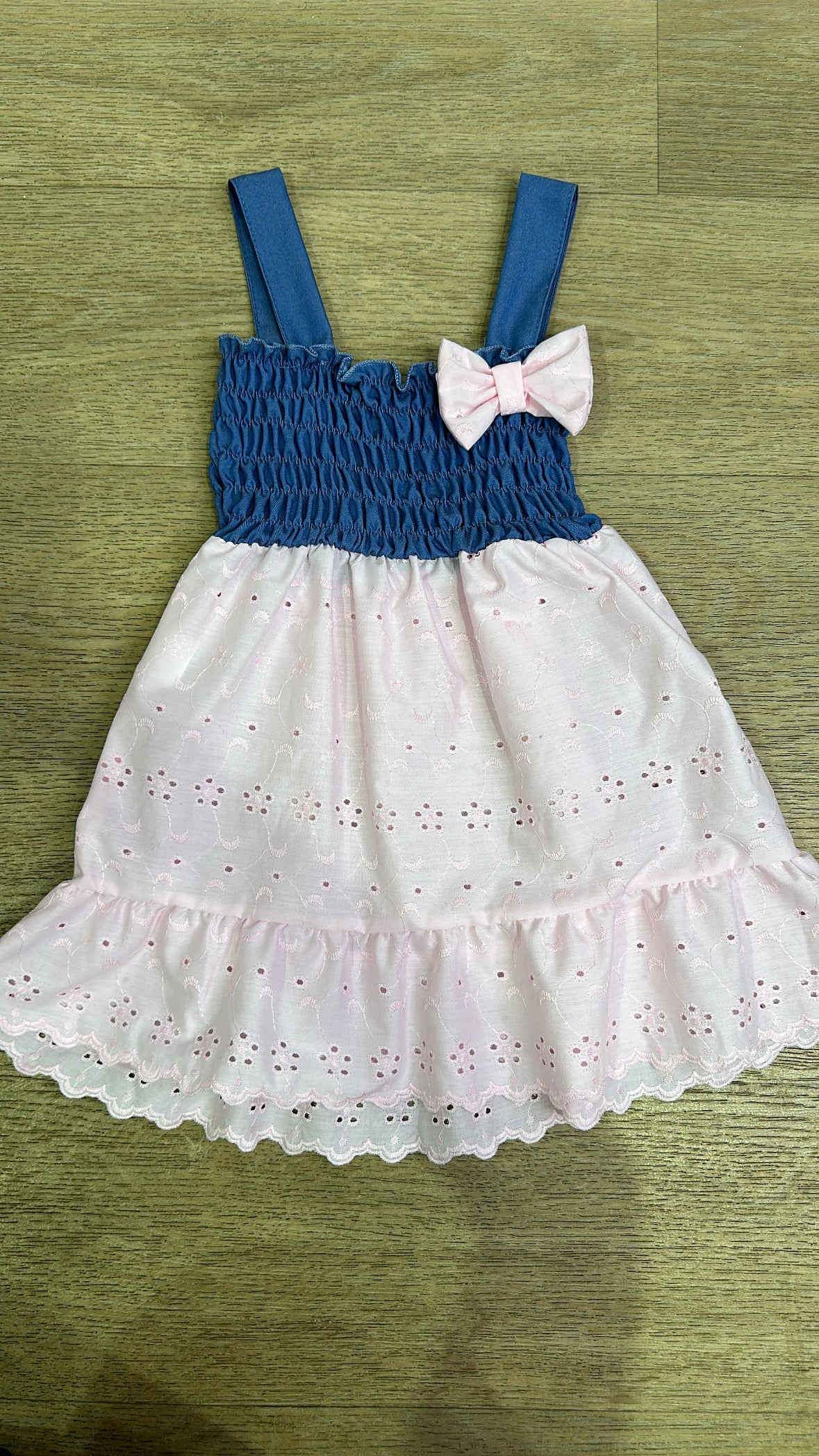 Vestitino JEANS E SANGALLO 3-8A - ROSA