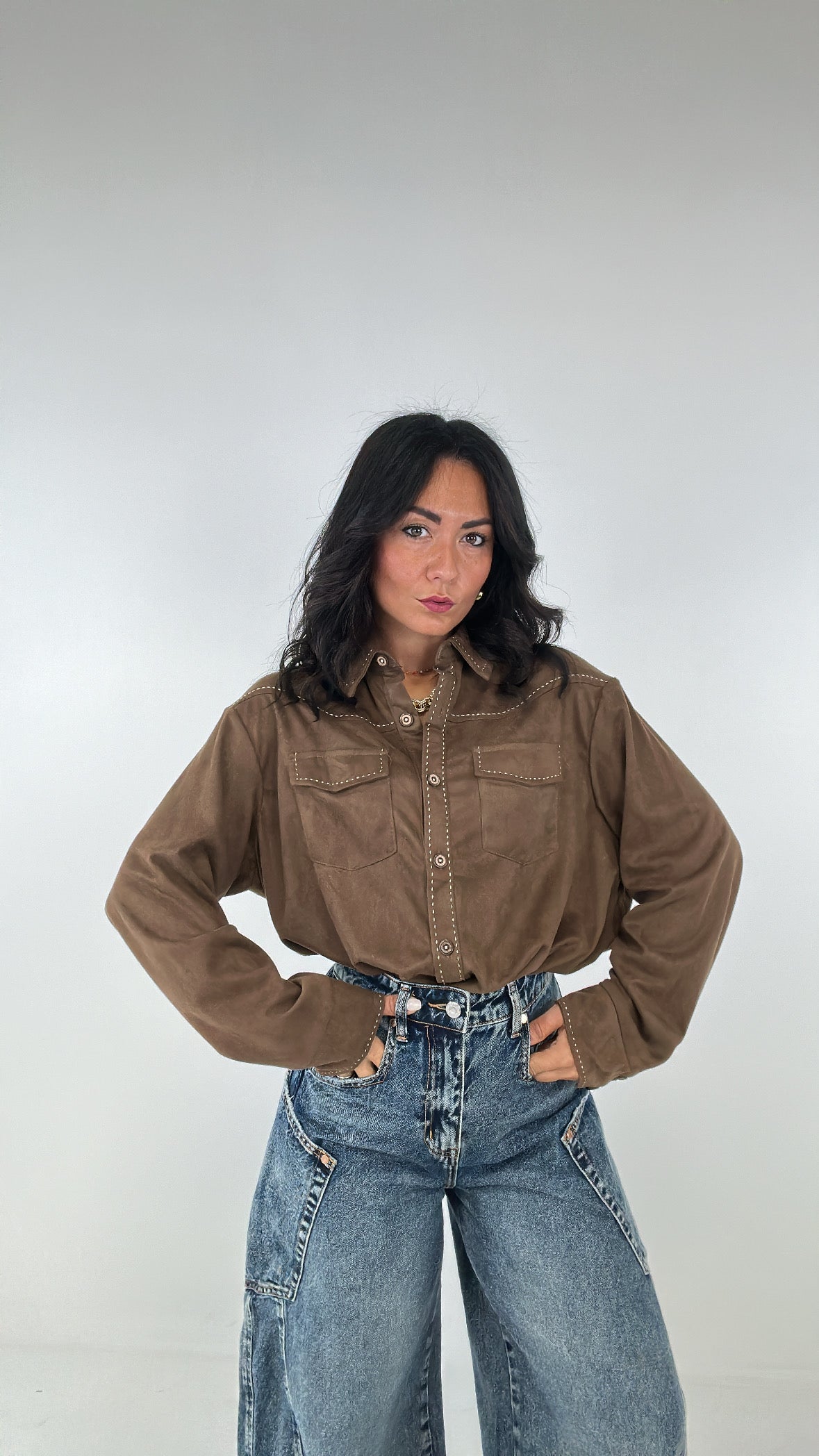Camicia IN CAMOSCIO - MARRONE