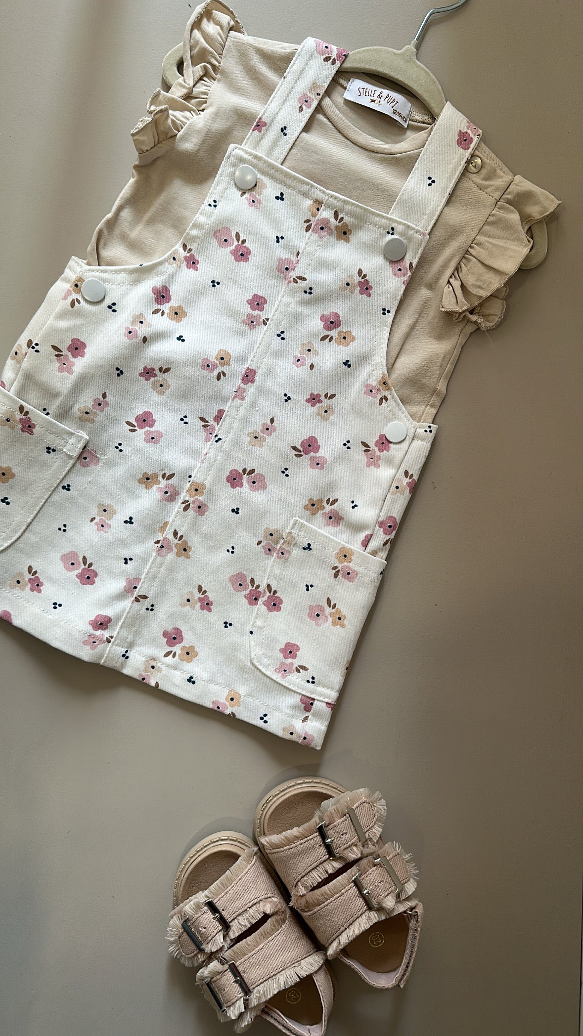 Coordinato SALOPETTE FIORI 12-36M - BIANCO