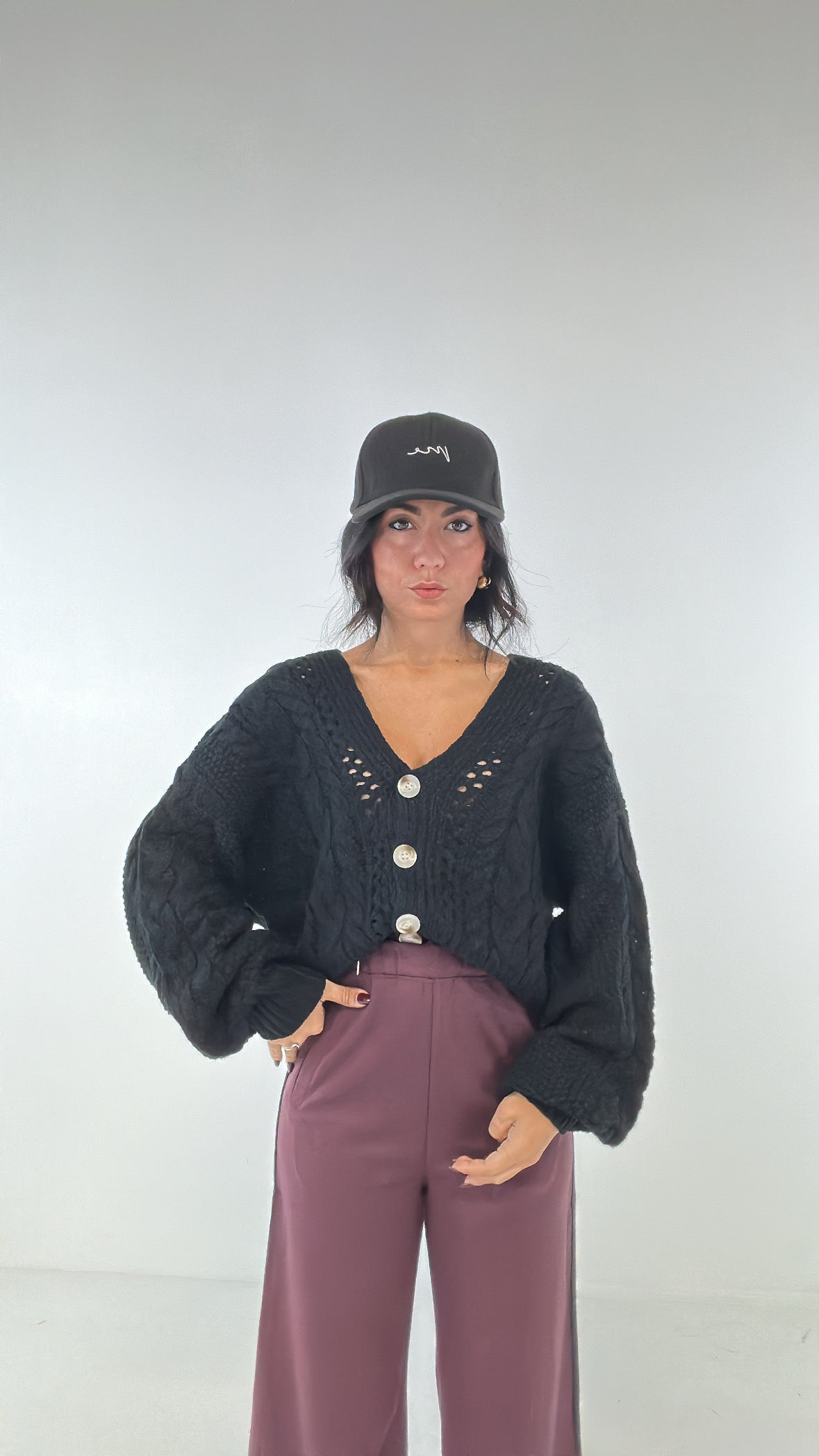 Cardigan TRECCE WIN - NERO