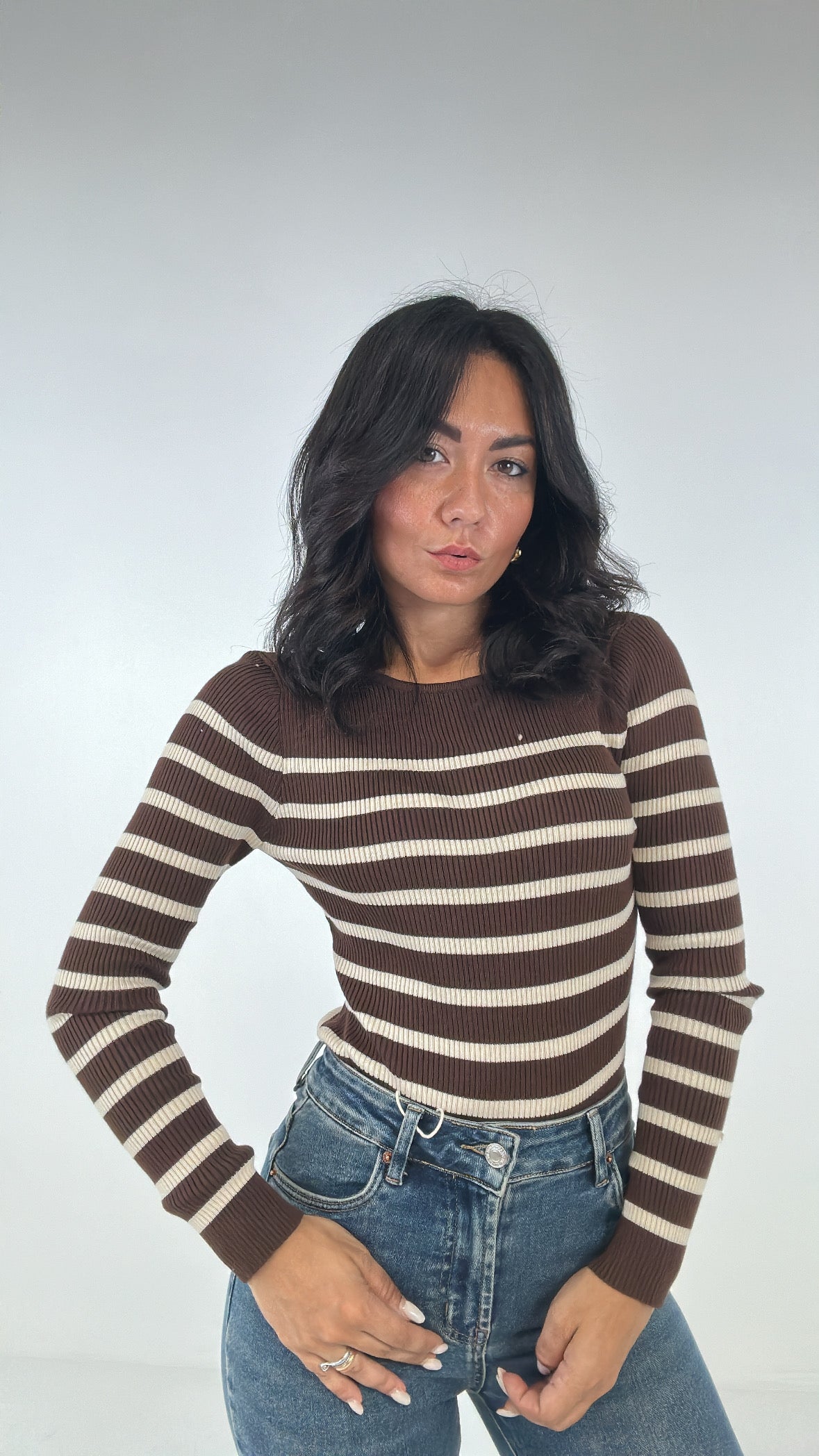 Body IN MAGLIA RIGATO - MARRONE