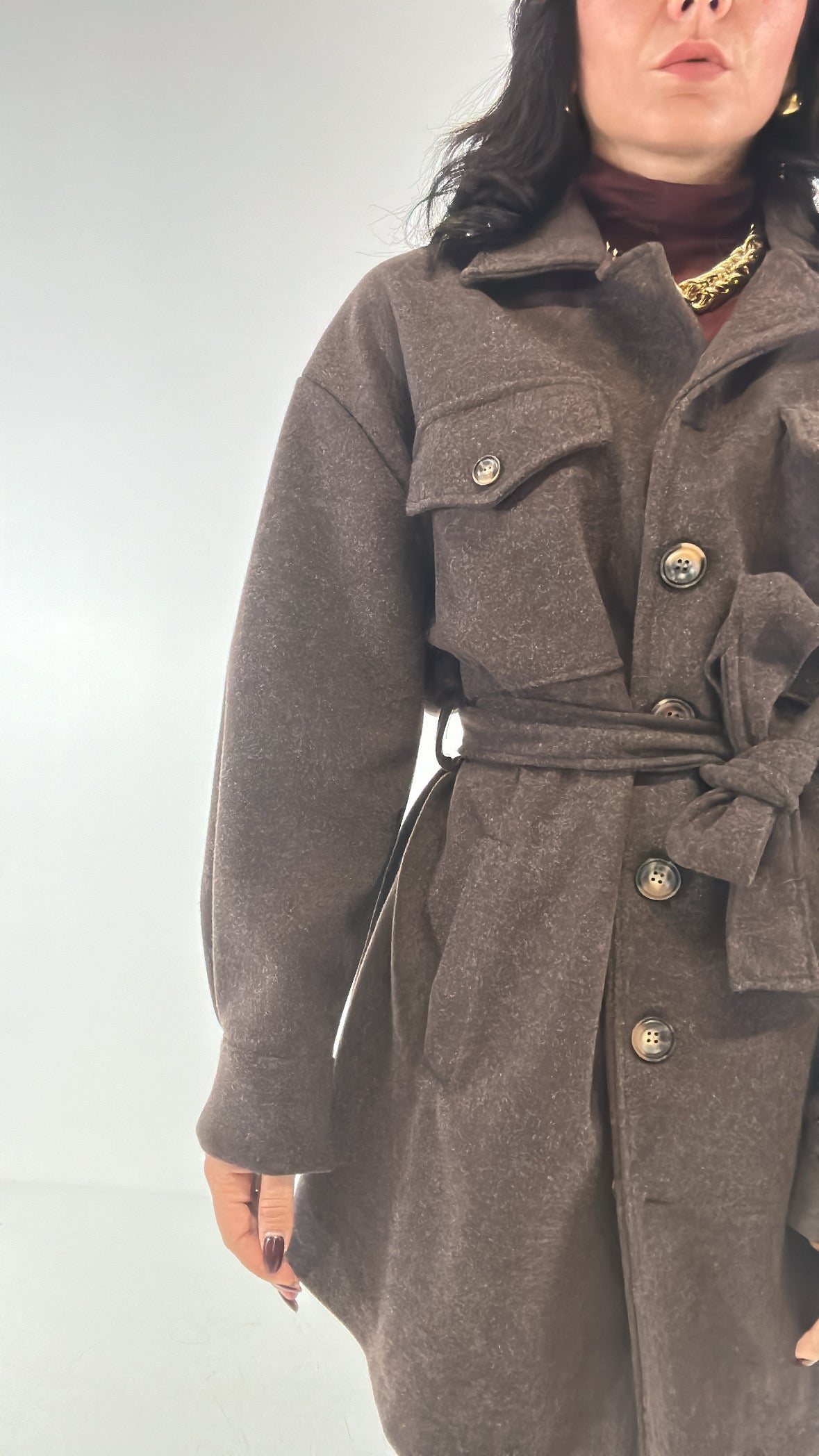 Camicione CALDO CON CINTURA - MARRONE